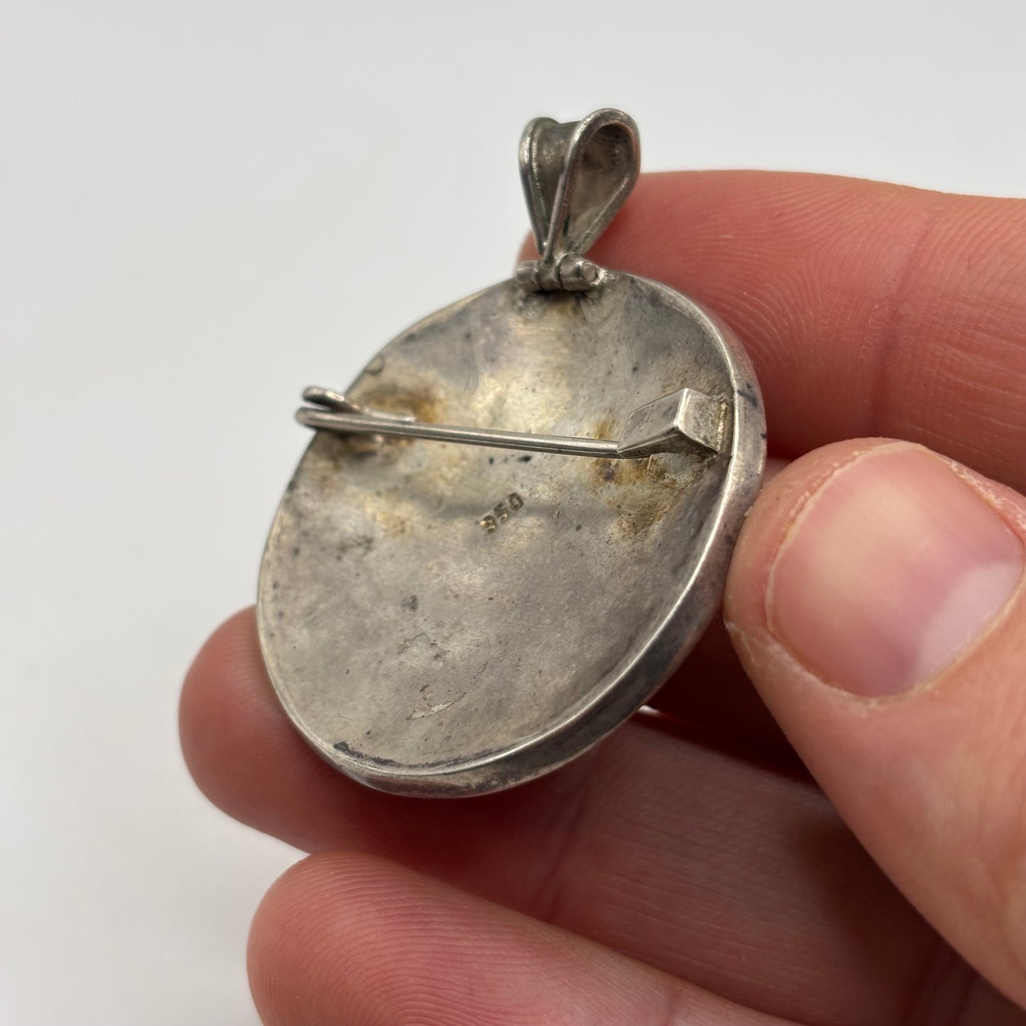Silver Aztec Inlayed Face Pendant