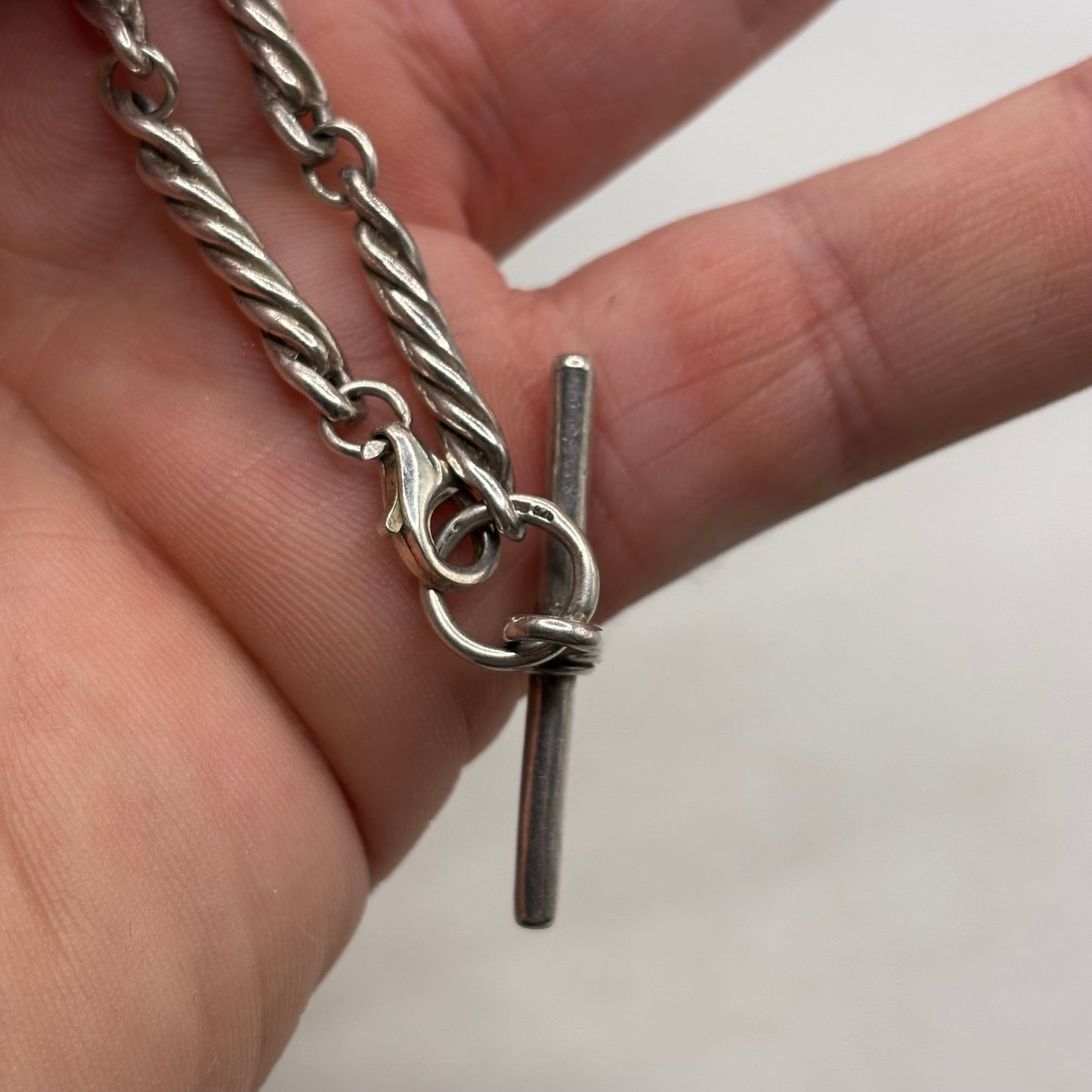 Silver 7.5” T-Bar Twisted Bracelet