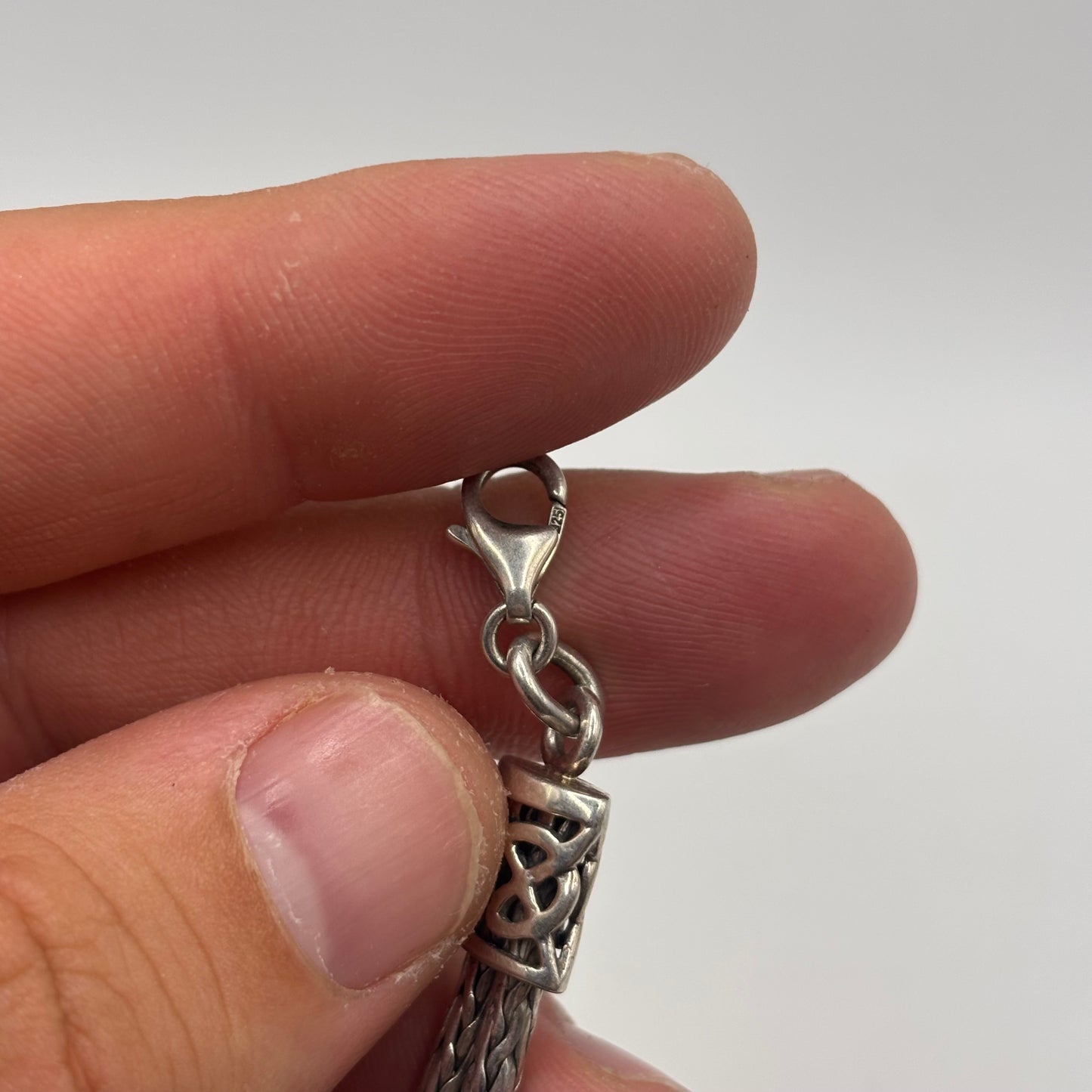 Silver 7”-7.5” Celtic Garnet Bracelet