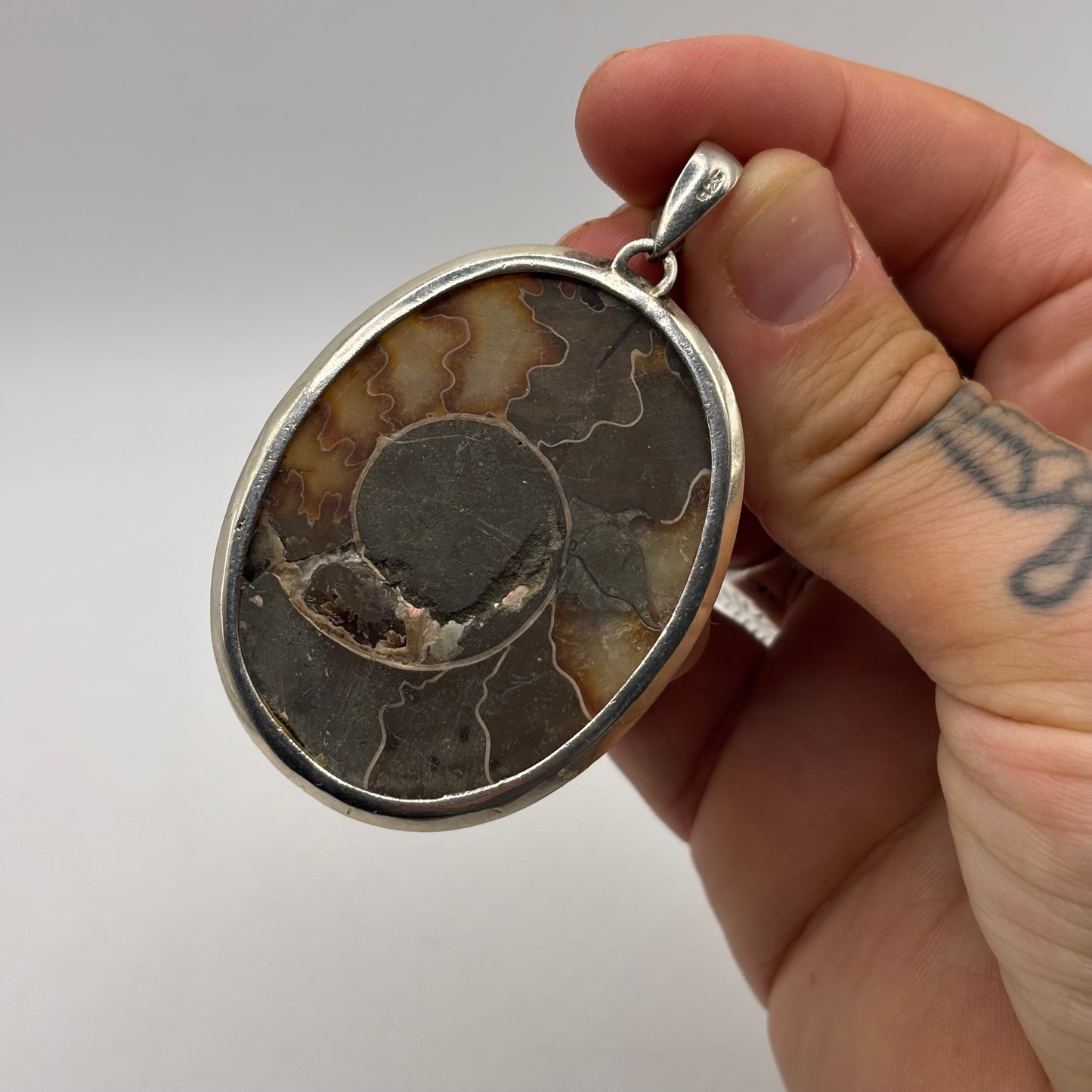 Silver Large Ammonite Pendant