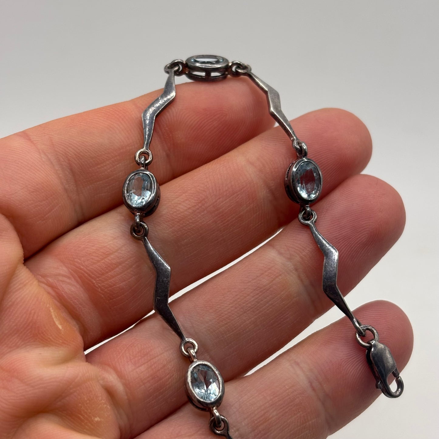 Silver 7.5” Blue Topaz Bracelet