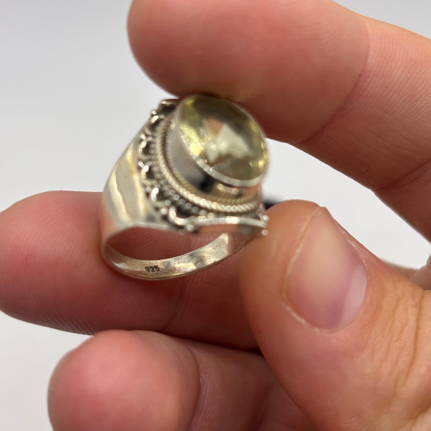 Silver Large Citrine Ring (Q)