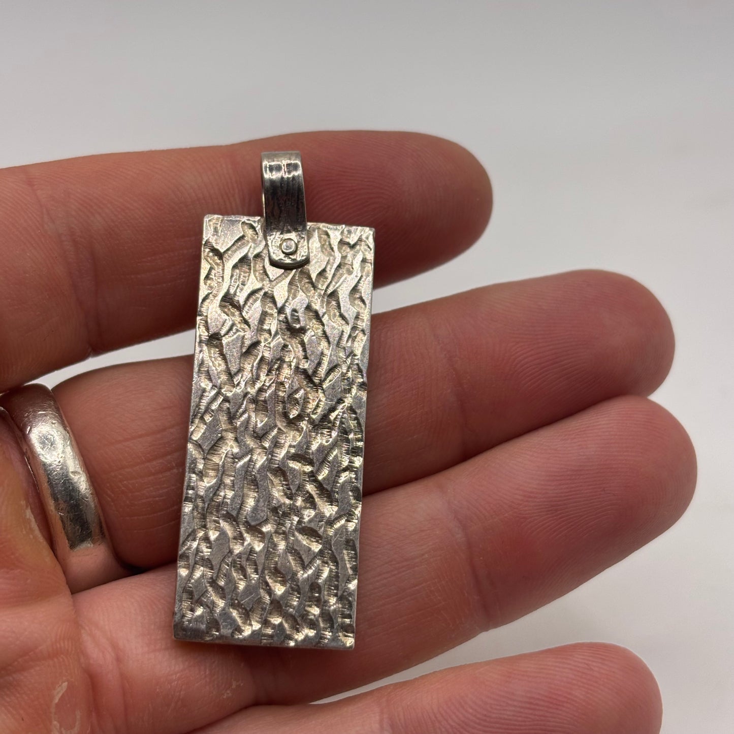 Silver Large Detailed Ingot Pendant