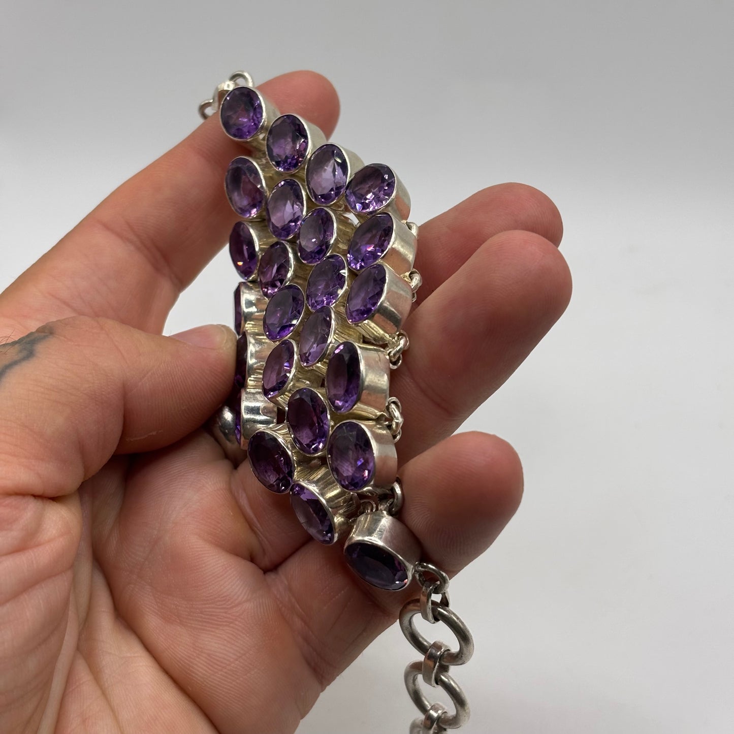 Silver 6”-7.5” Incredible Amethyst Bracelet