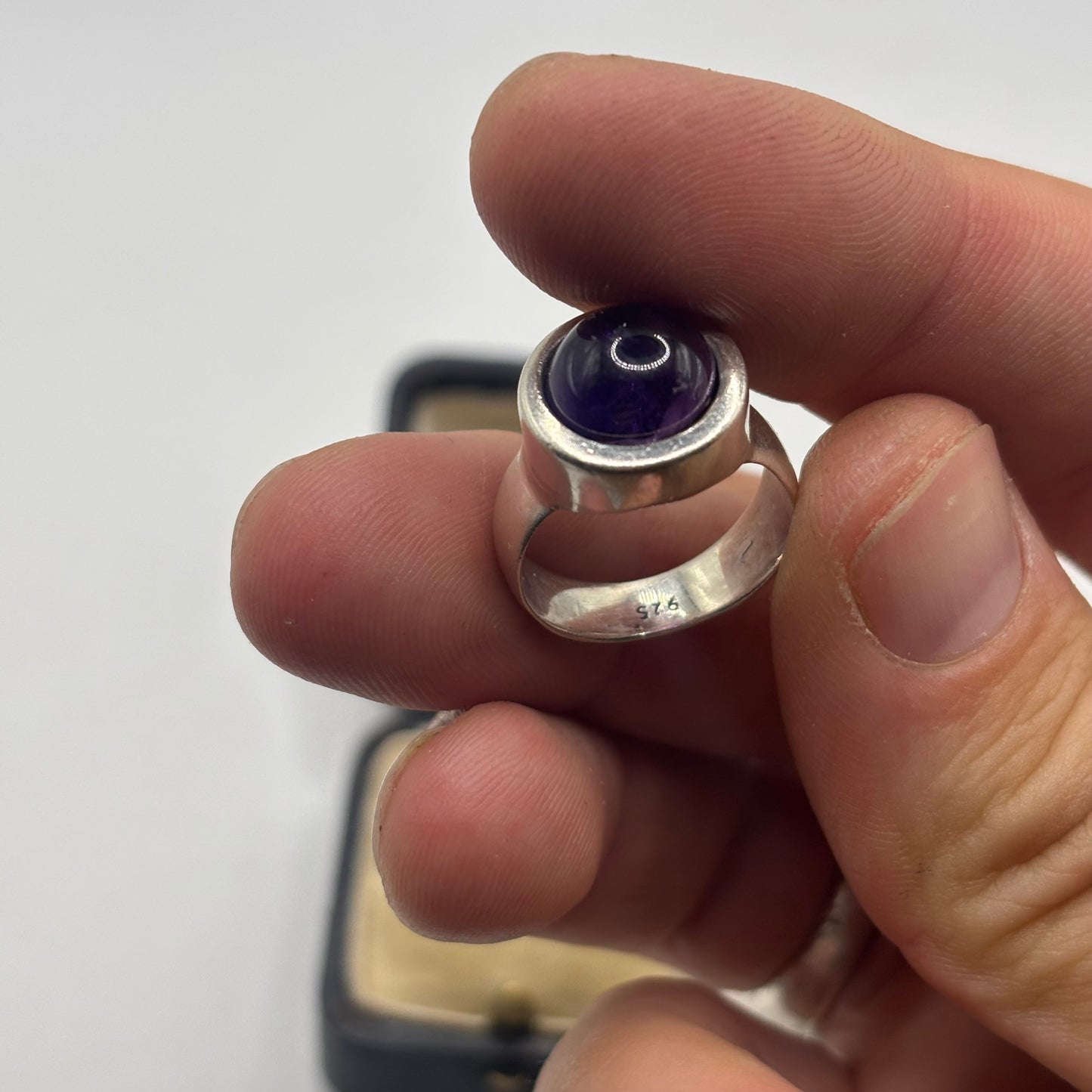 Silver Chunky Amethyst Ring