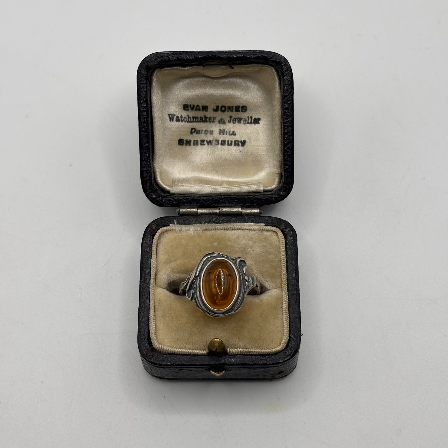 Silver Amber Ring