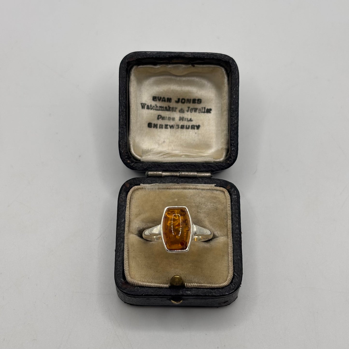 Silver Amber Ring