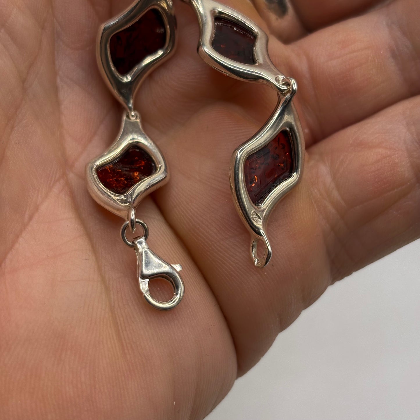 Silver 7.5” Amber Bracelet