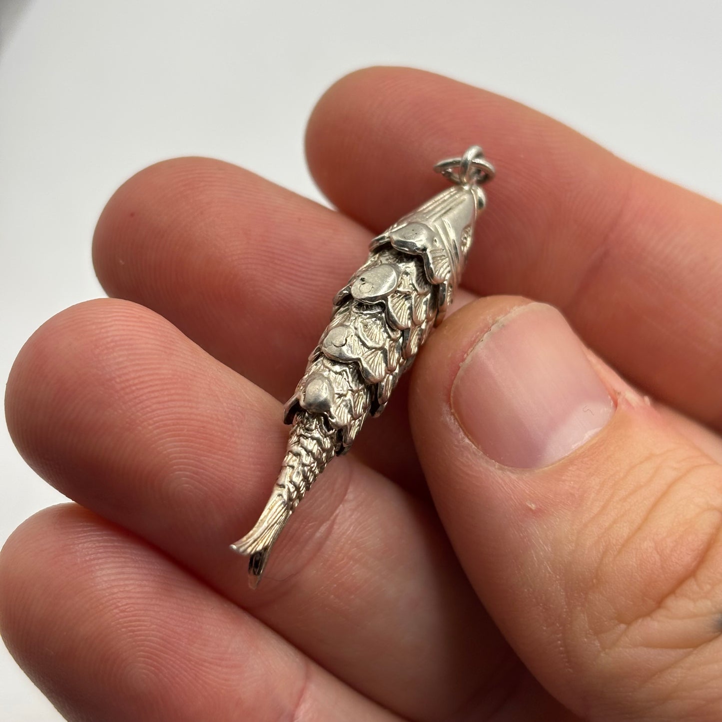 Silver Anatomical Fish Pendant