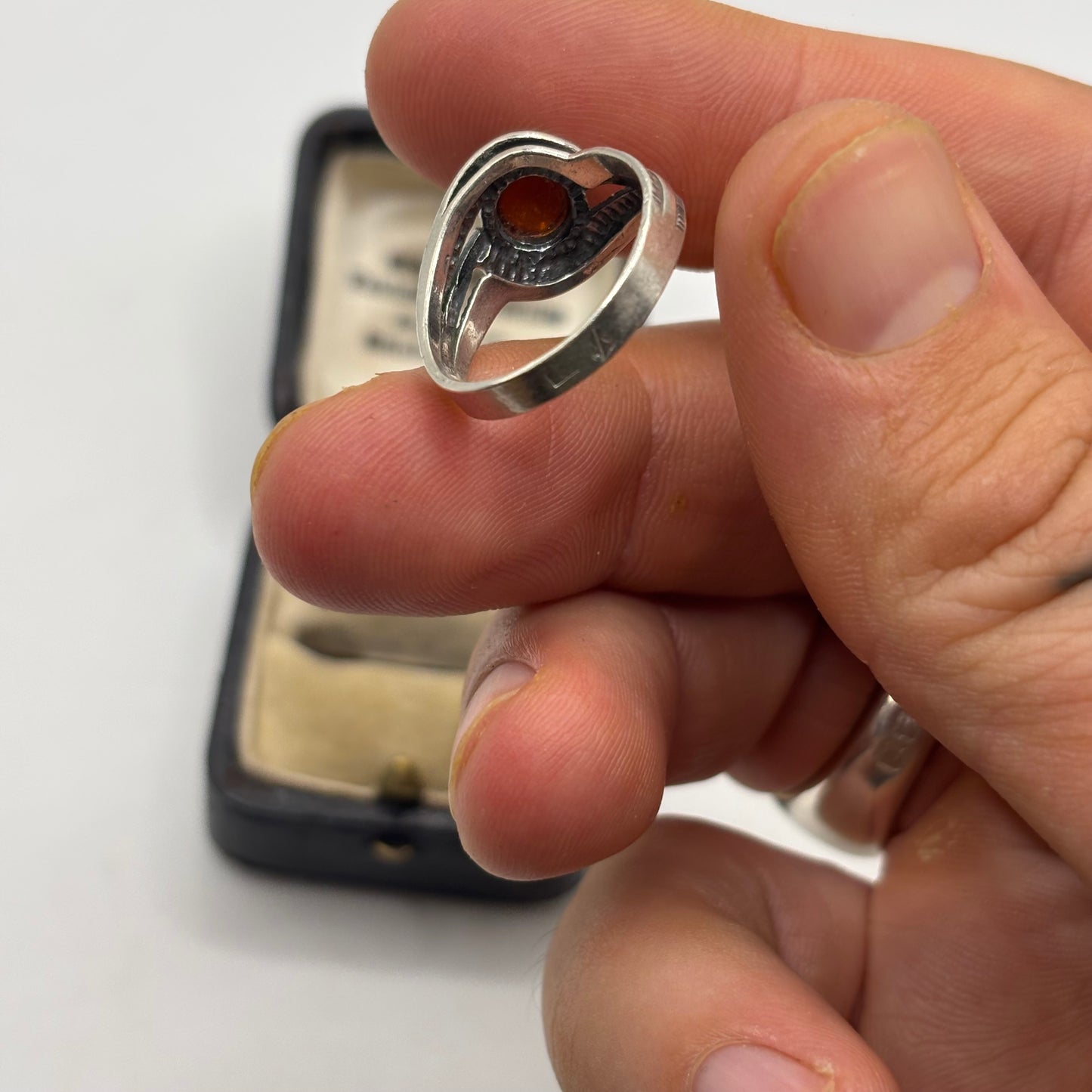 Silver Amber Ring