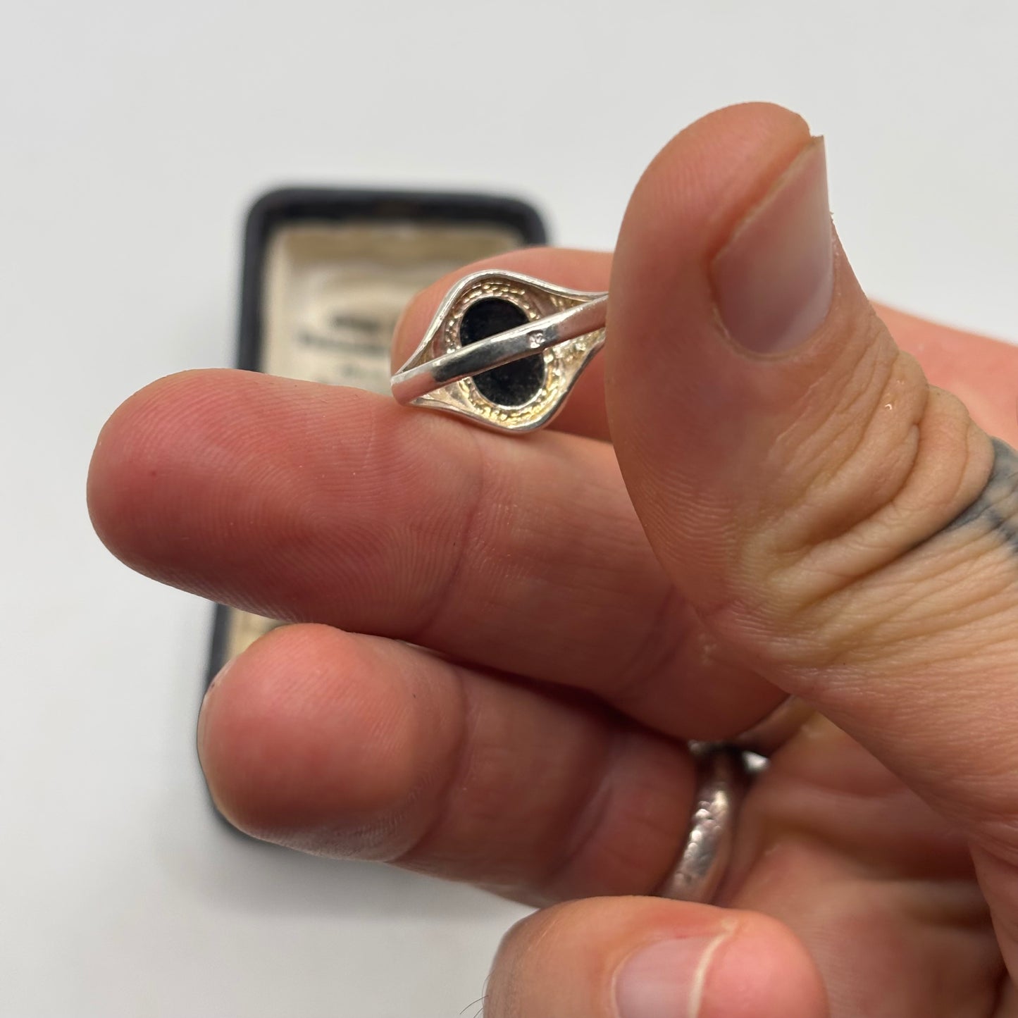 Silver Amber Signet Ring