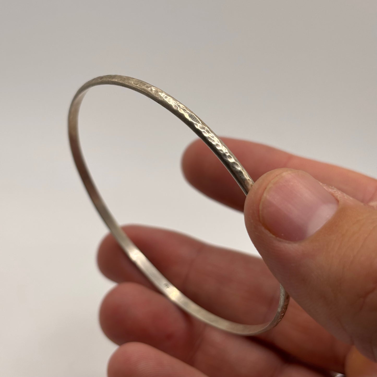 Silver Hammered Bangle (65mm)