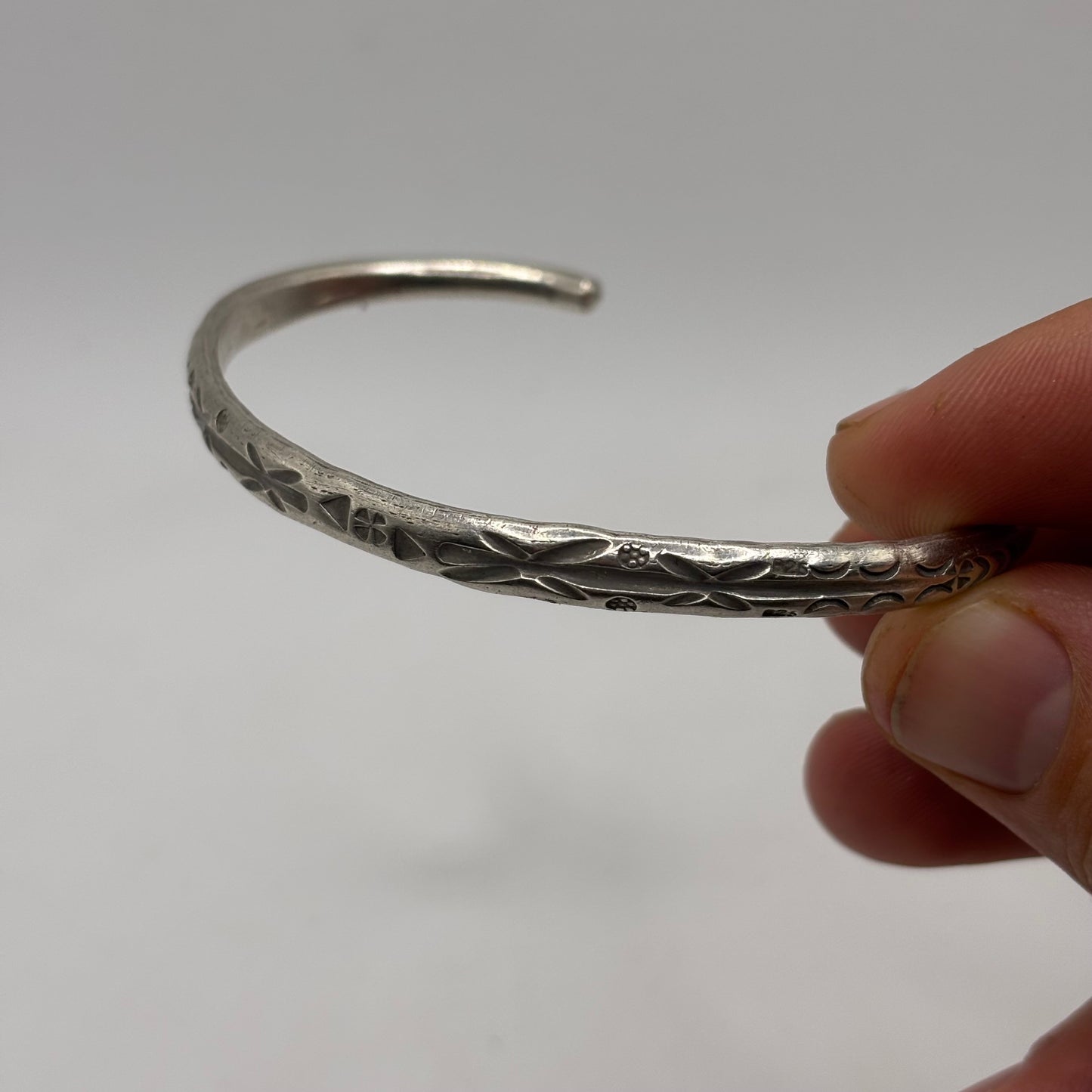 Silver Stamp Work Cuff Bracelet