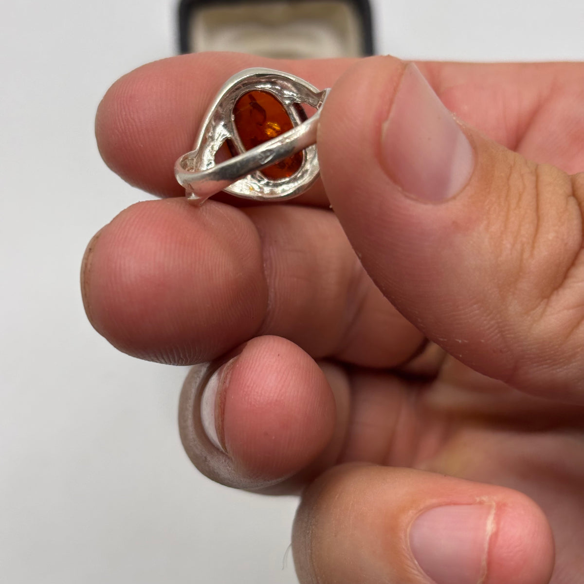 Silver Amber Ring (P)