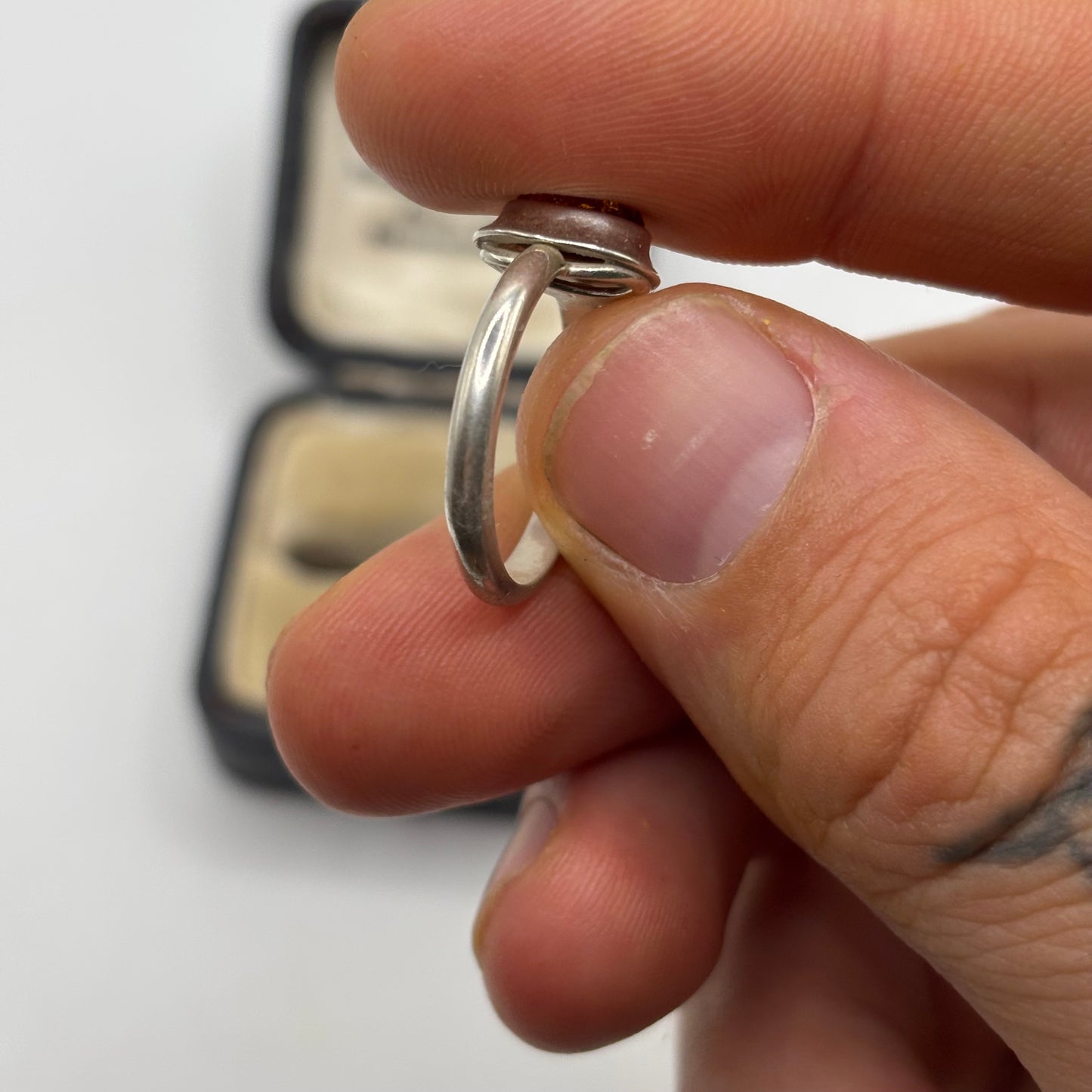 Silver Amber Ring