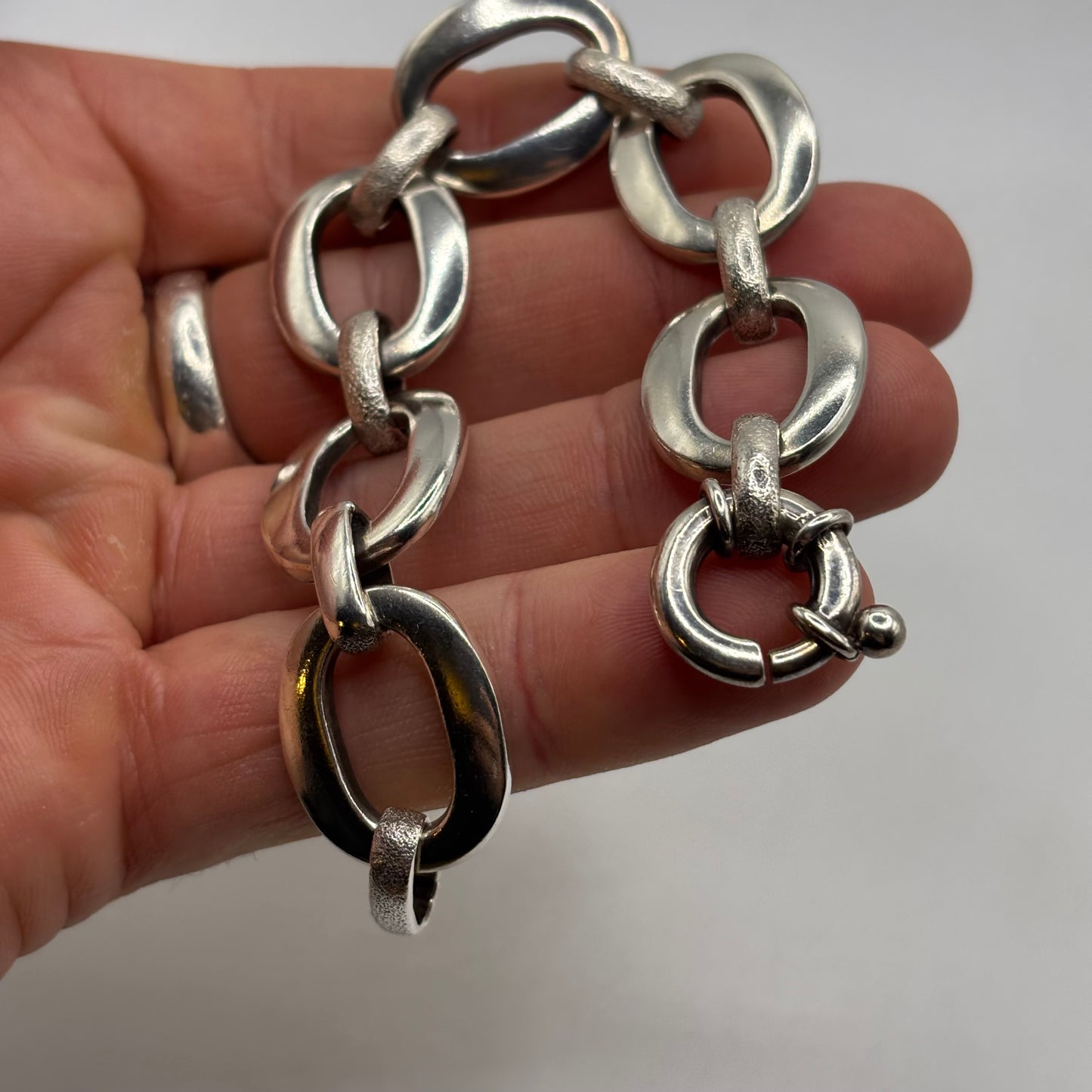 Silver 7” Abstract Bracelet