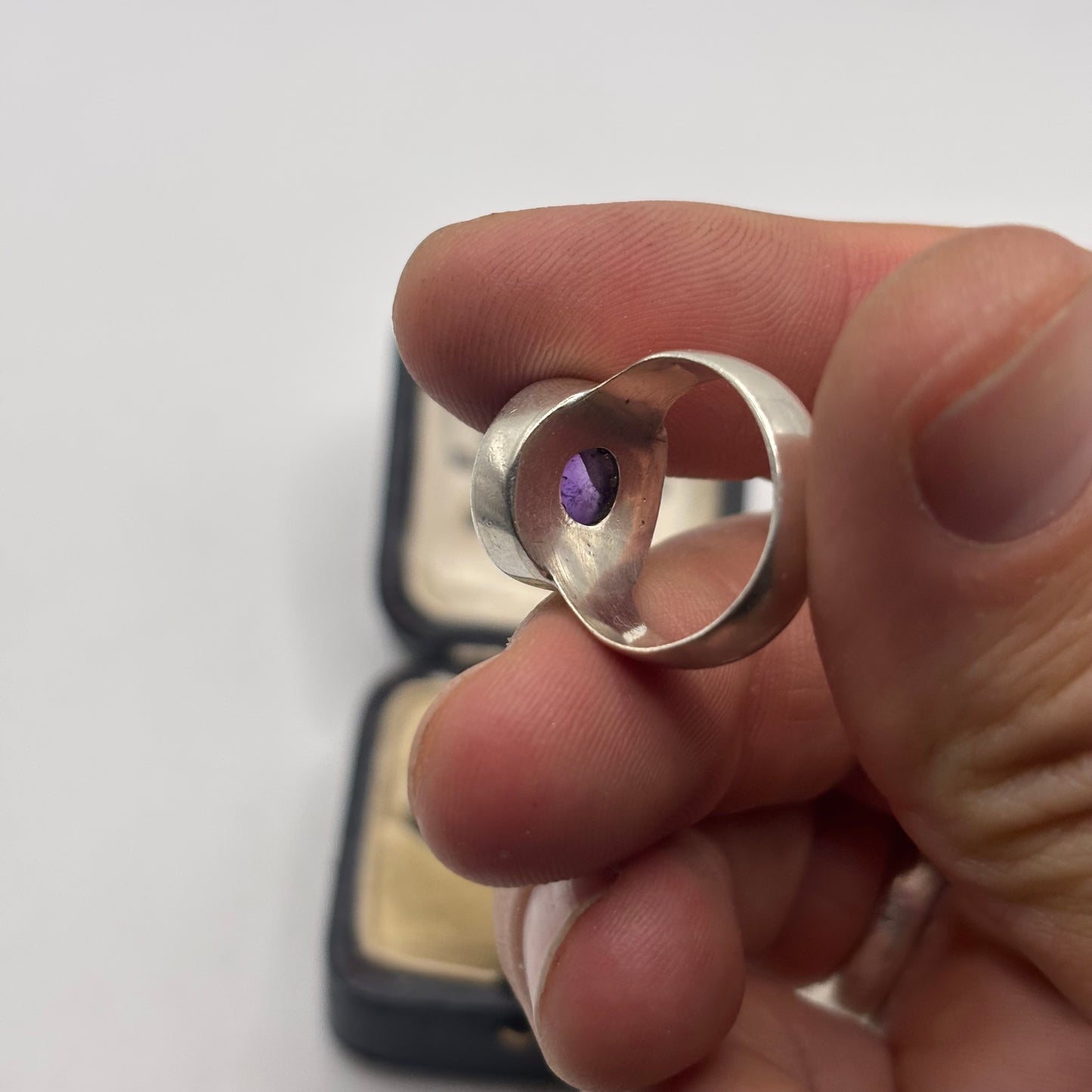 Silver Chunky Amethyst Ring