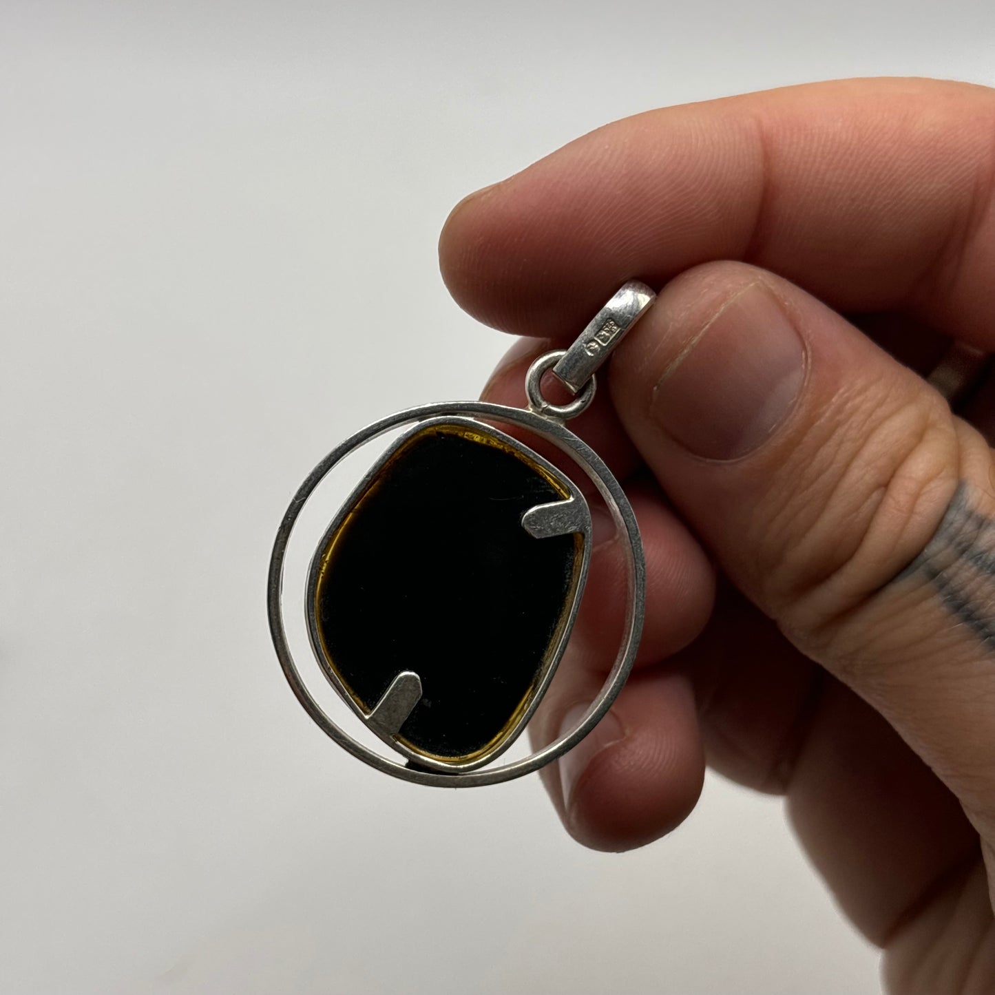 Silver Unusual Amber Pendant