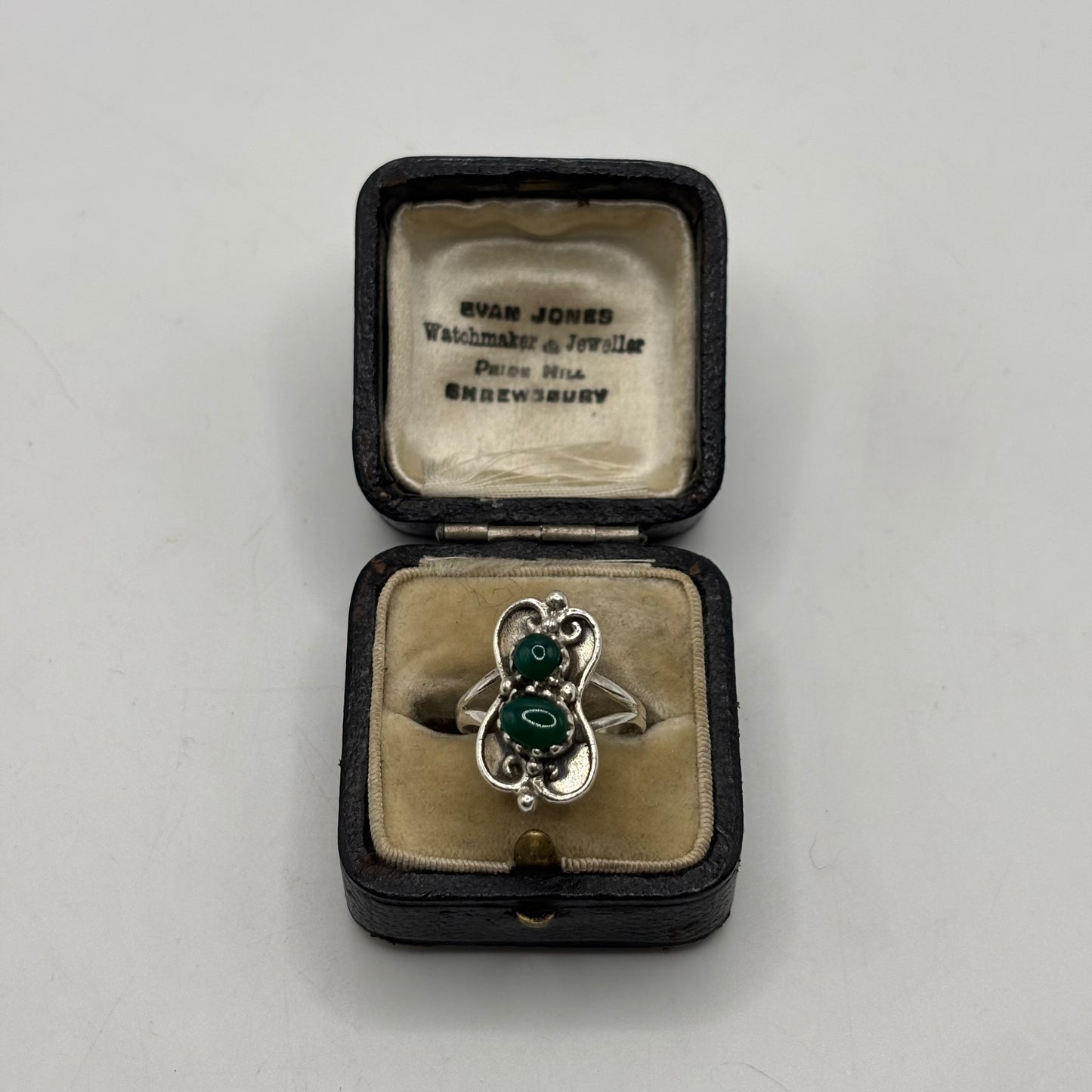Silver Green Agate Ring
