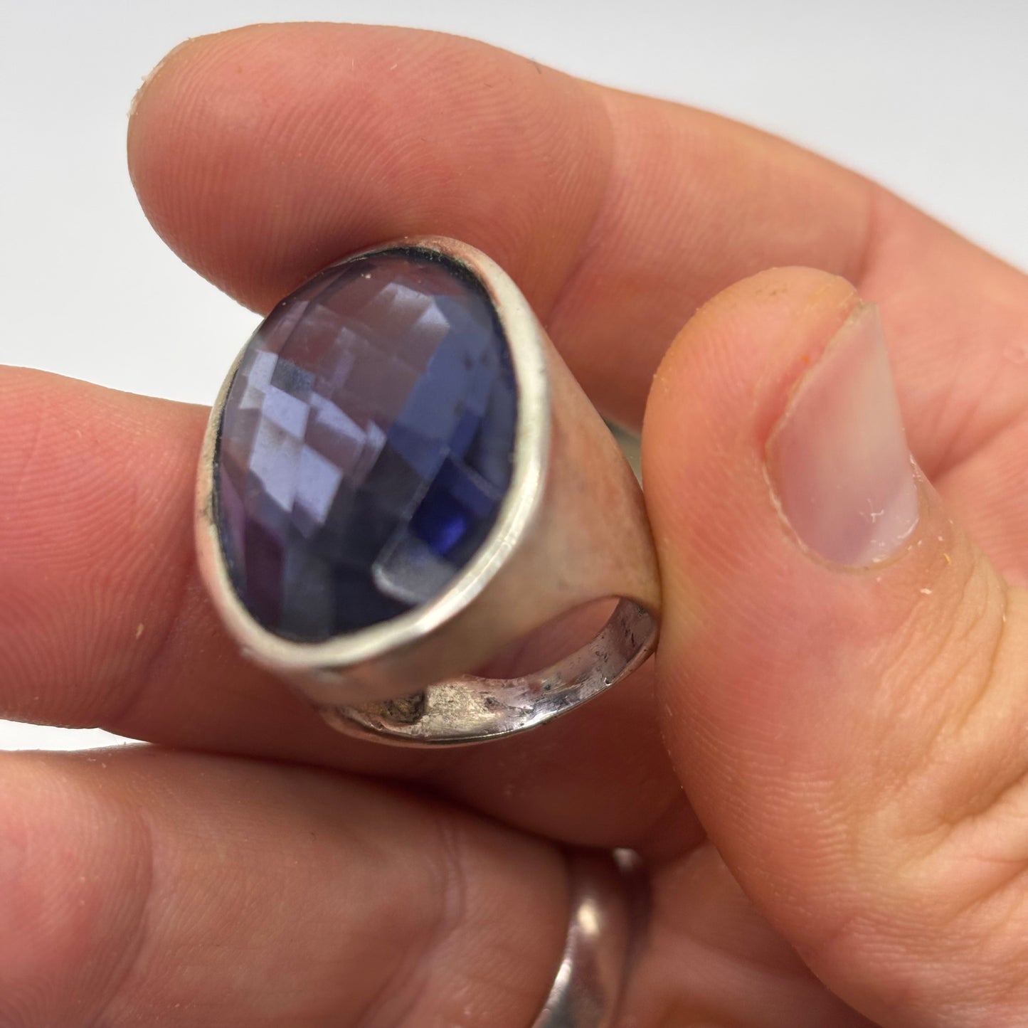 Silver Amethyst Faceted Ring