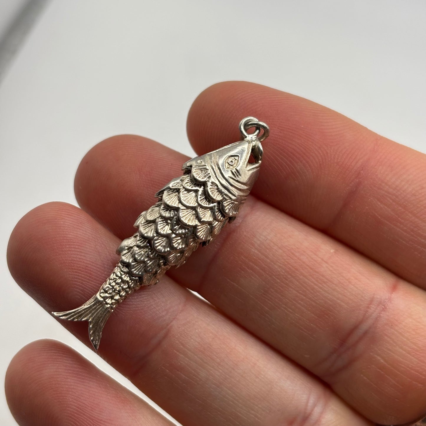 Silver Anatomical Fish Pendant