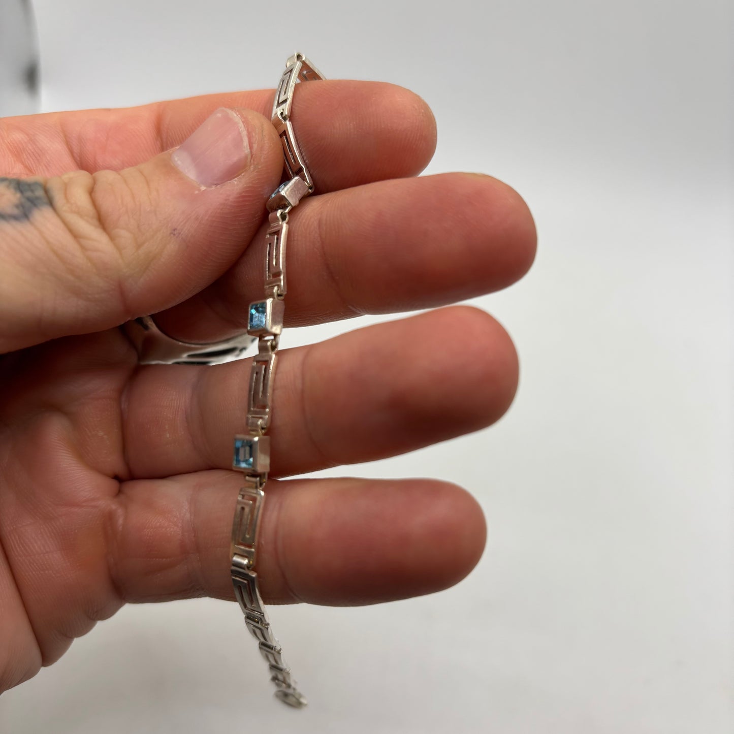 Silver 7” Blue Topaz Bracelet