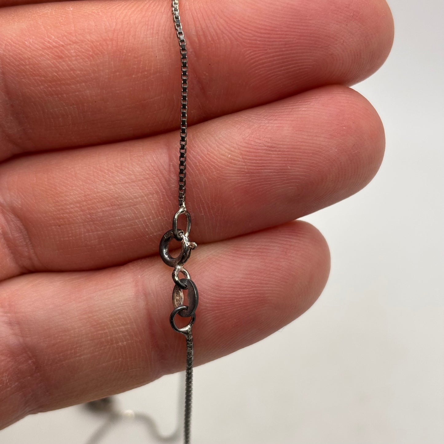 Silver 16” Opal Heart Necklace