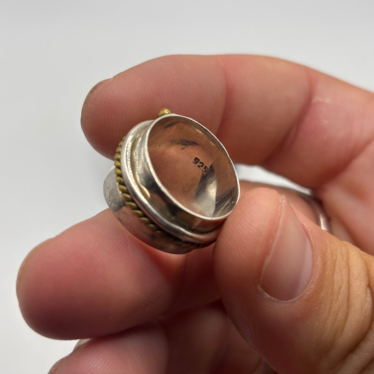 Silver Opal Band Ring (L)