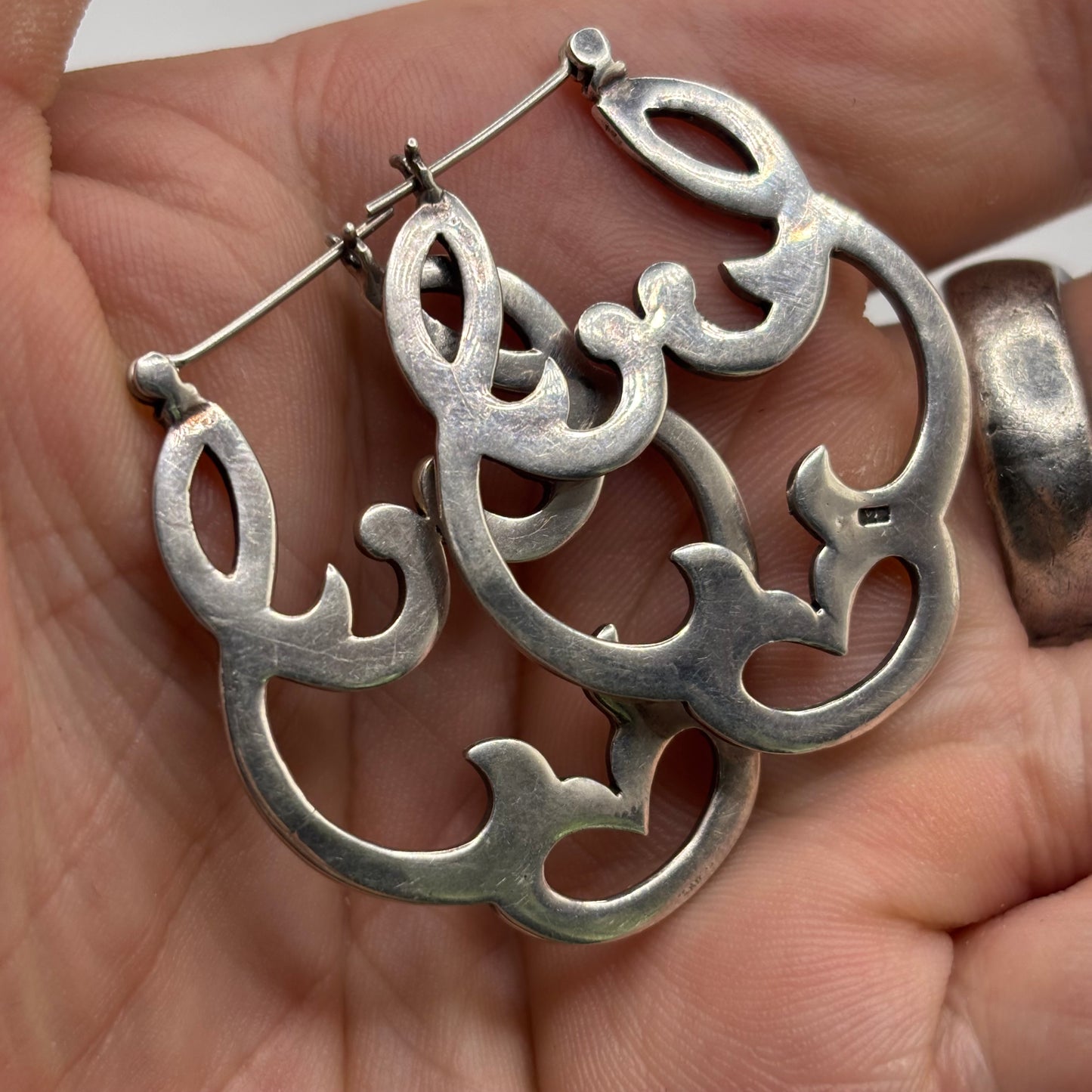 Silver Unusual Hoops (40mm)