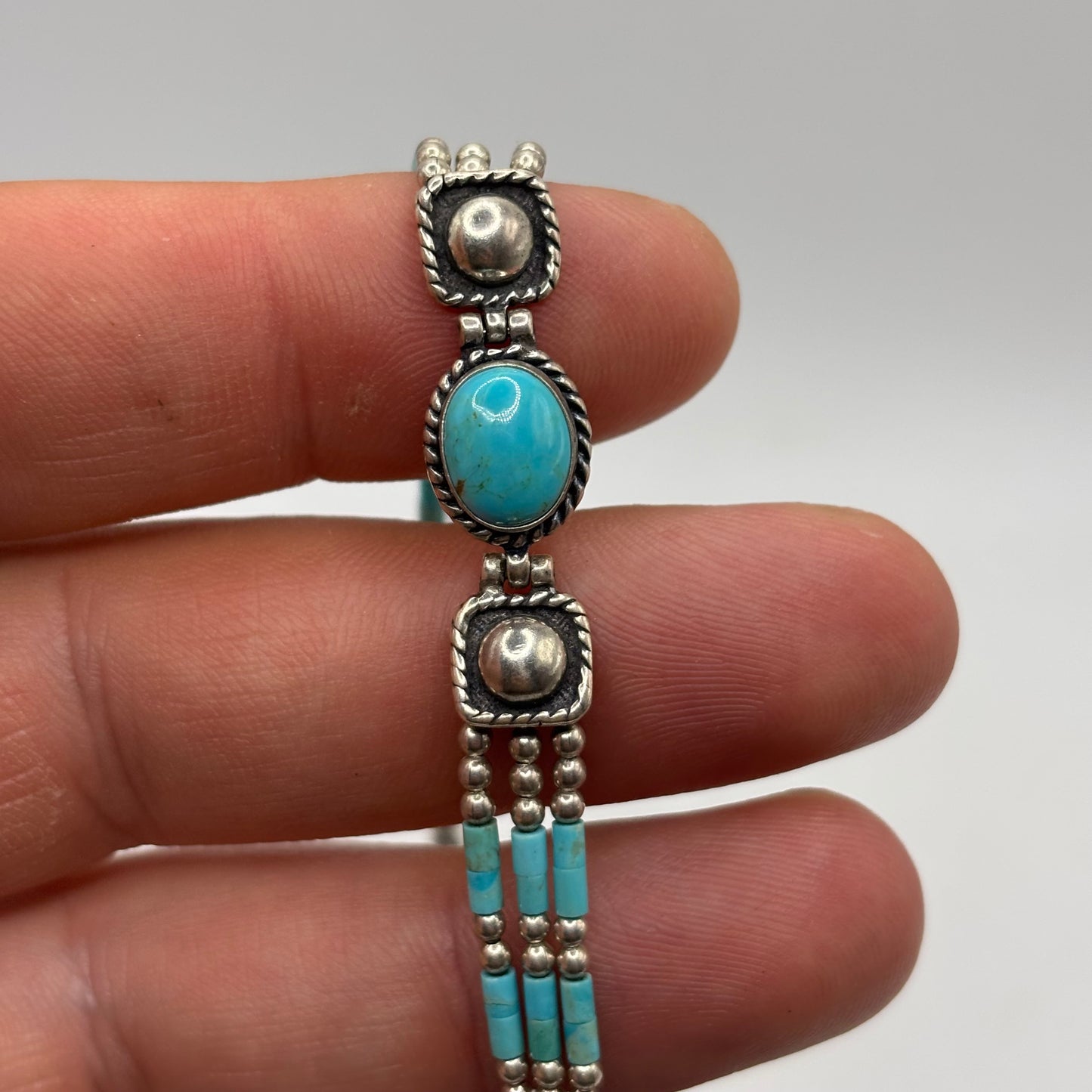 Silver 7” Native American Bracelet