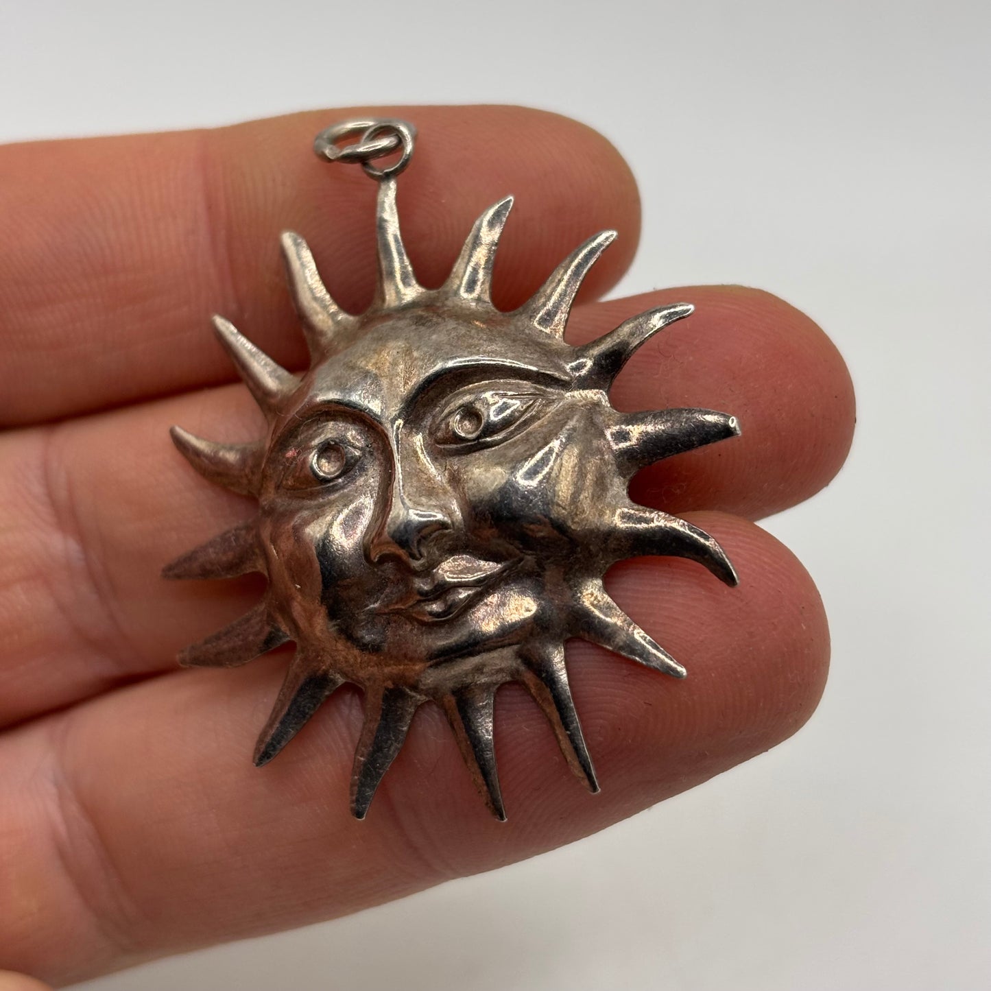 Silver Sun Face Pendant