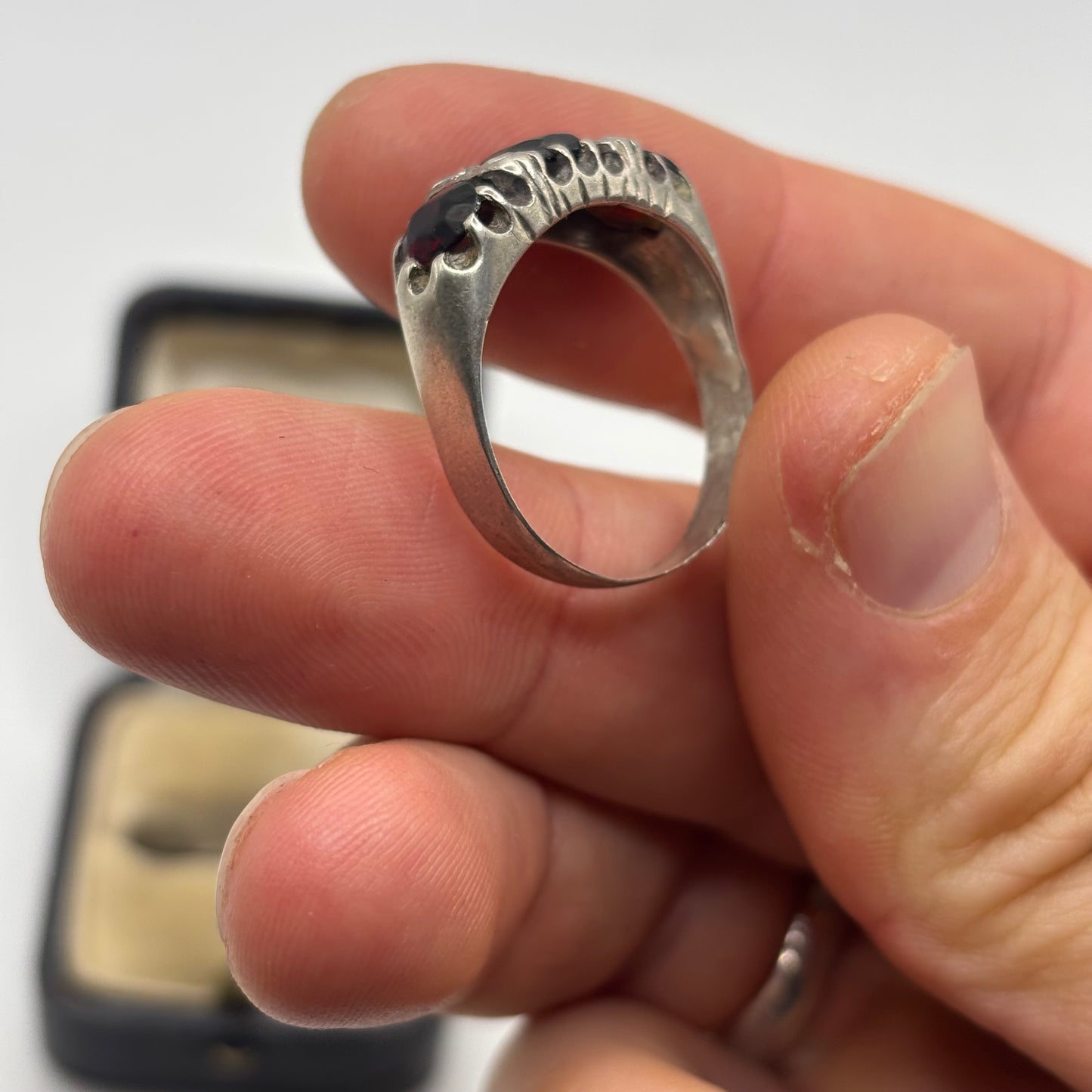 Silver Garnet & CZ Ring