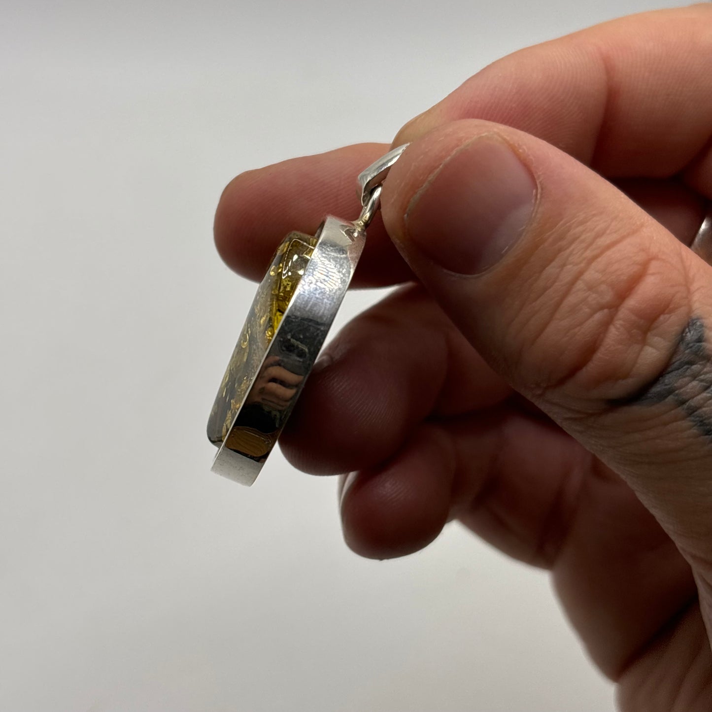 Silver Unusual Amber Pendant