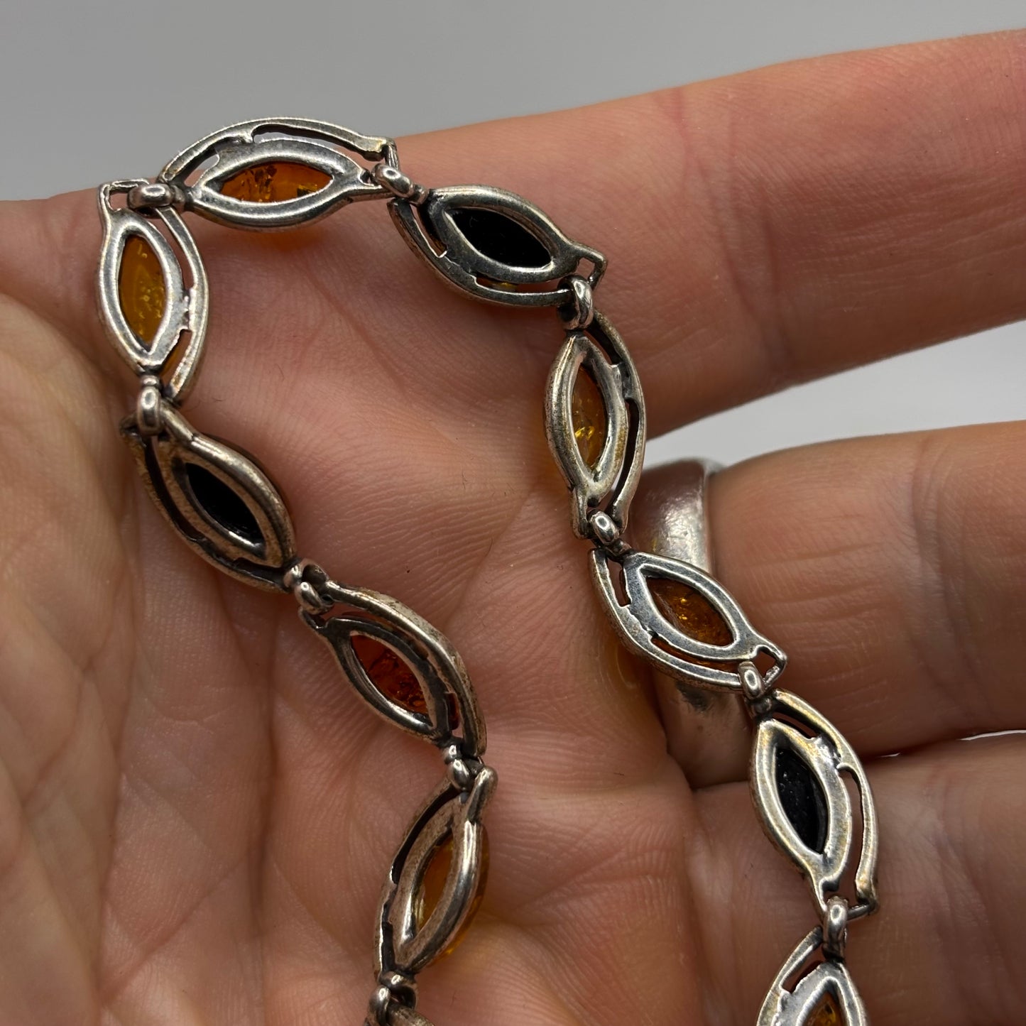 Silver 7.5” Mixed Amber Bracelet