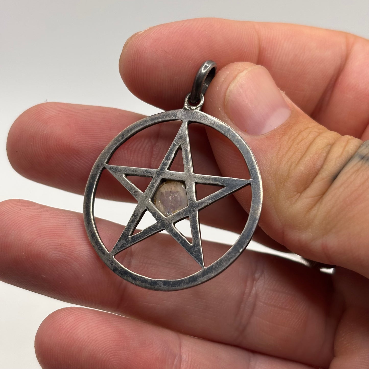 Silver Moonstone Pentagram Pendant