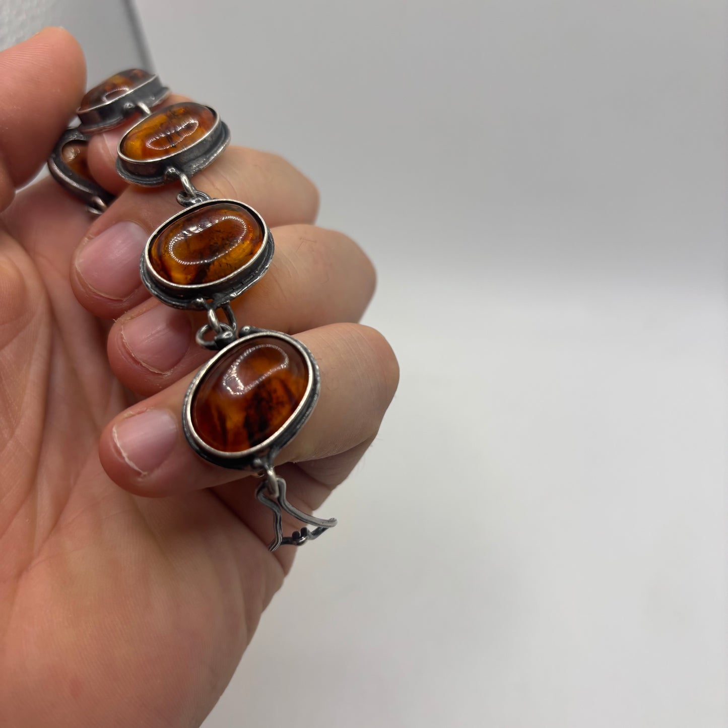 Silver 8” Amber Bracelet