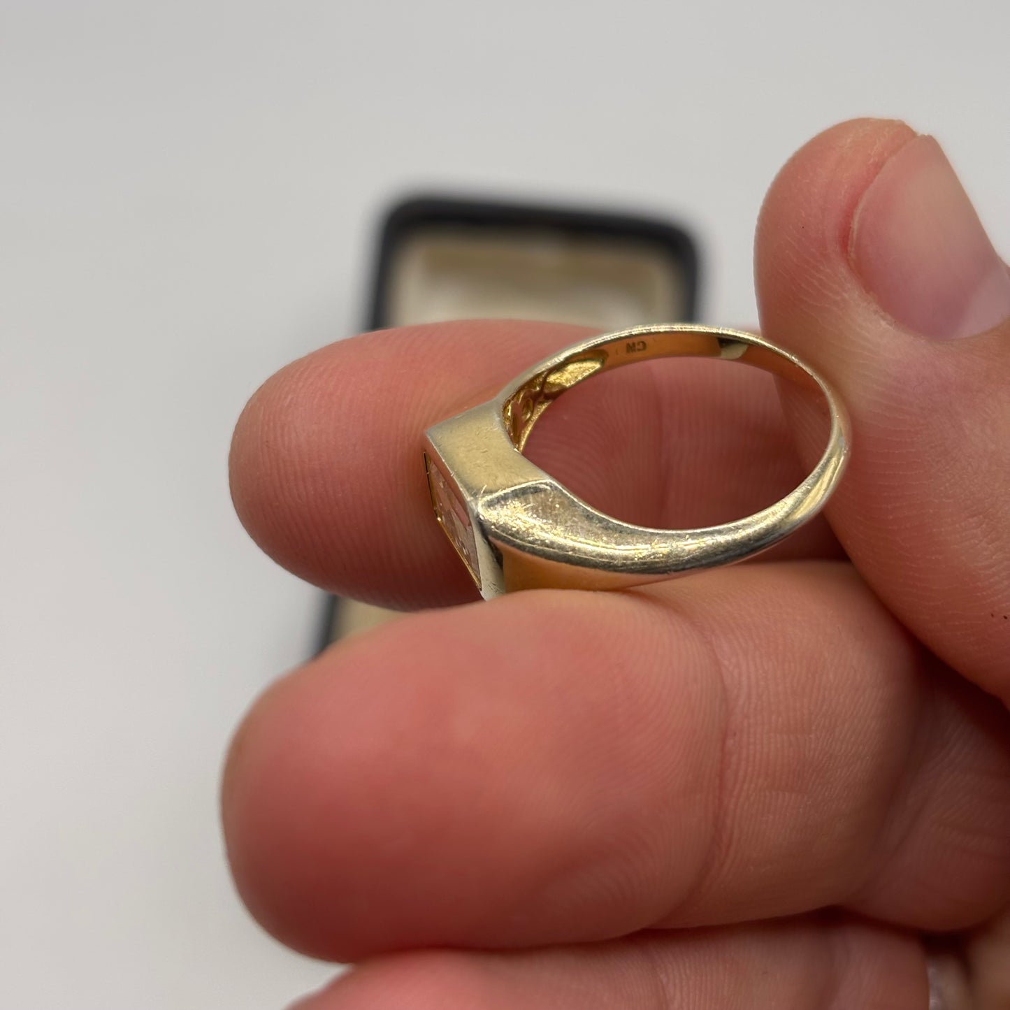 Silver Gold On Silver CZ Signet Ring (P)