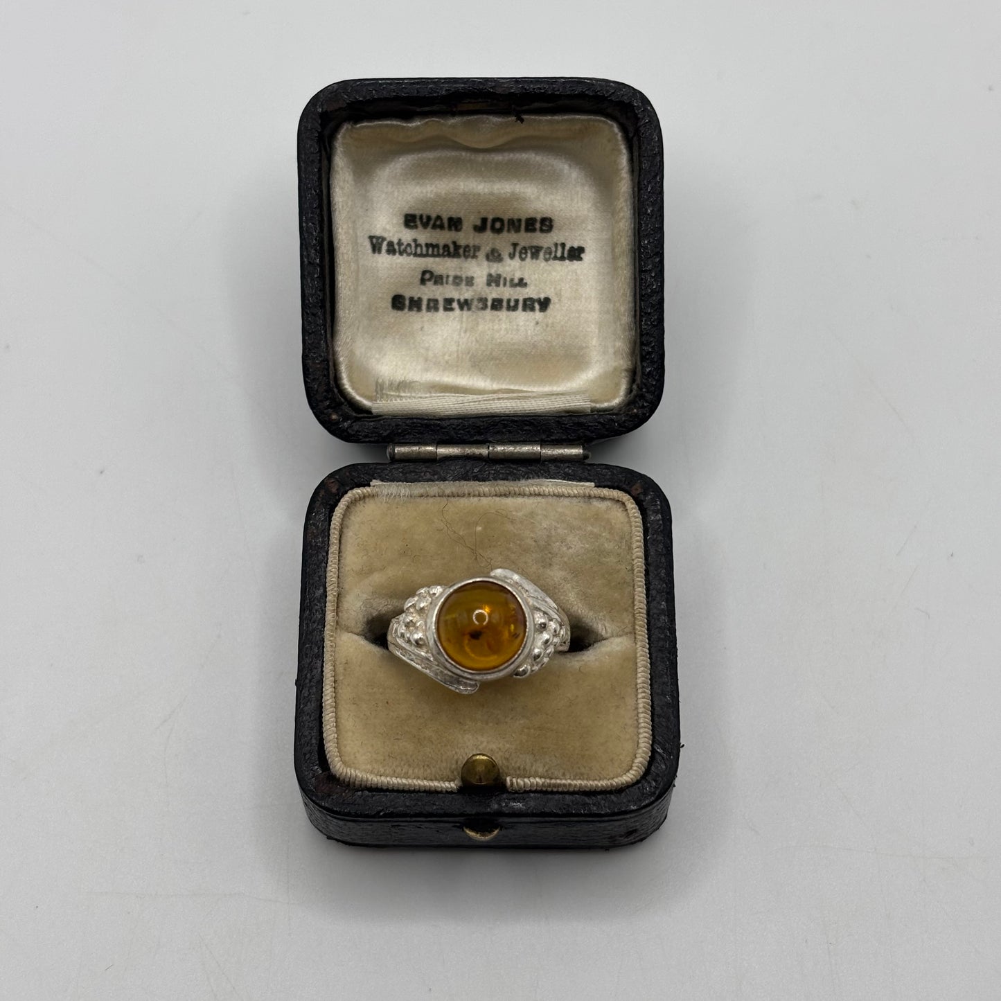 Silver Amber Ring