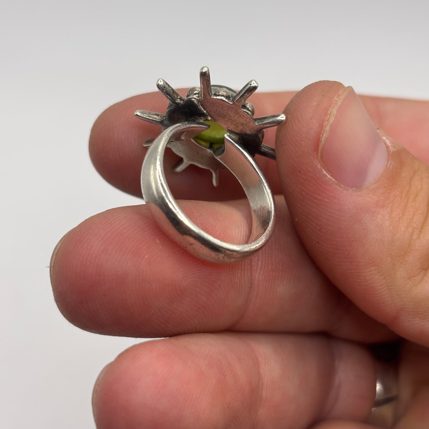 Silver Funky Peridot Ring (N)