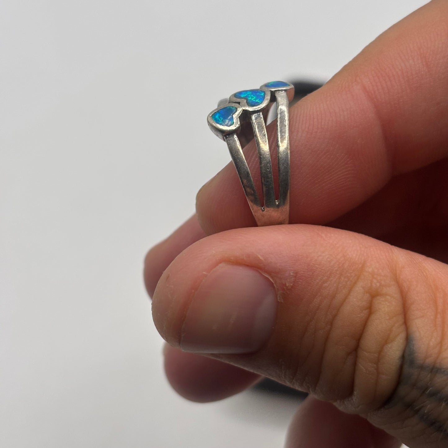 Silver Opal Heart Ring