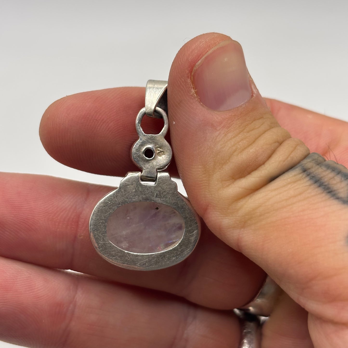 Silver Moonstone & Garnet Pendant