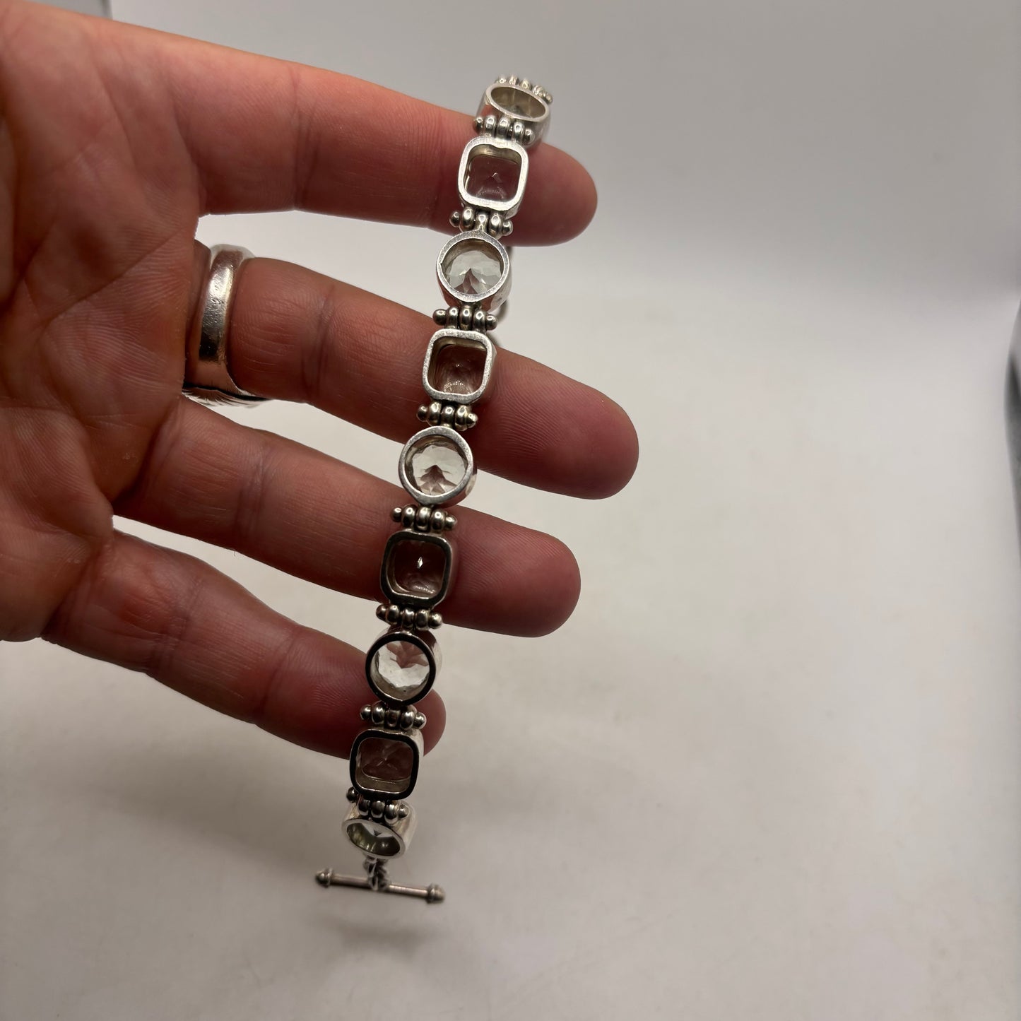 Silver Heavy Topaz Bracelet 7”-8.5”
