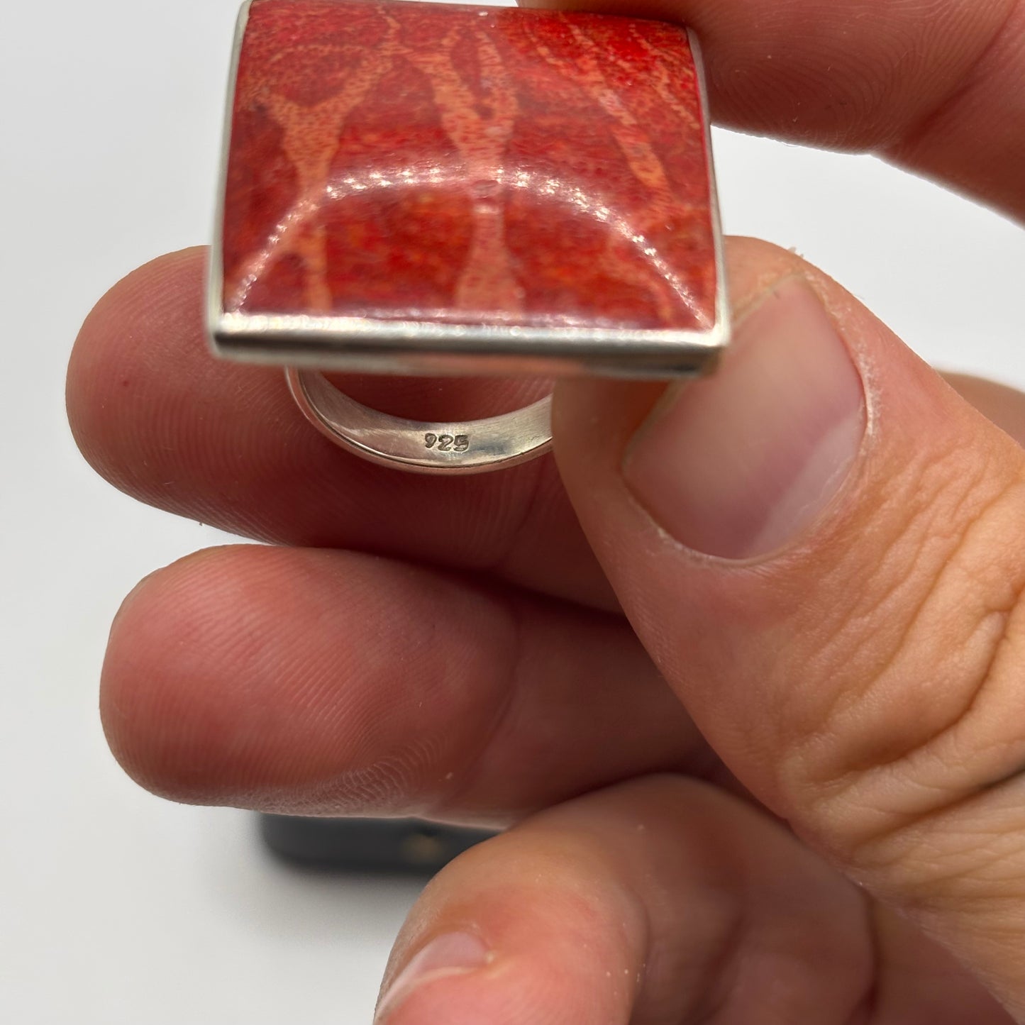 Silver Large Coral Ring