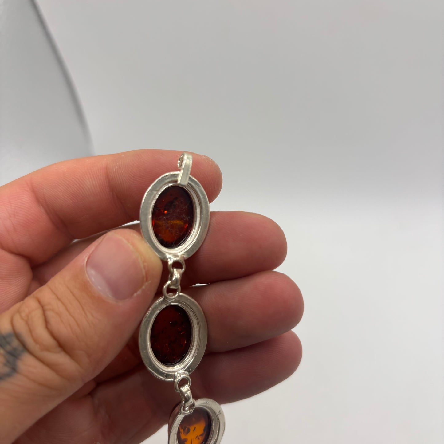 Silver 7.5” Amber Bracelet