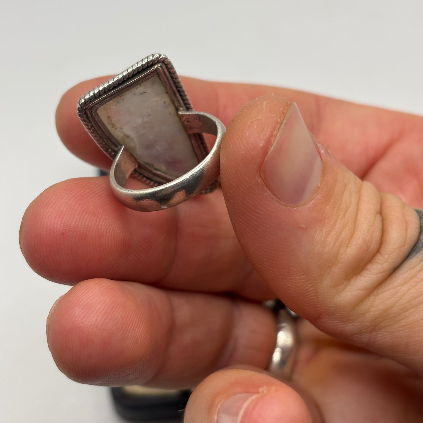 Silver Large Moonstone Ring