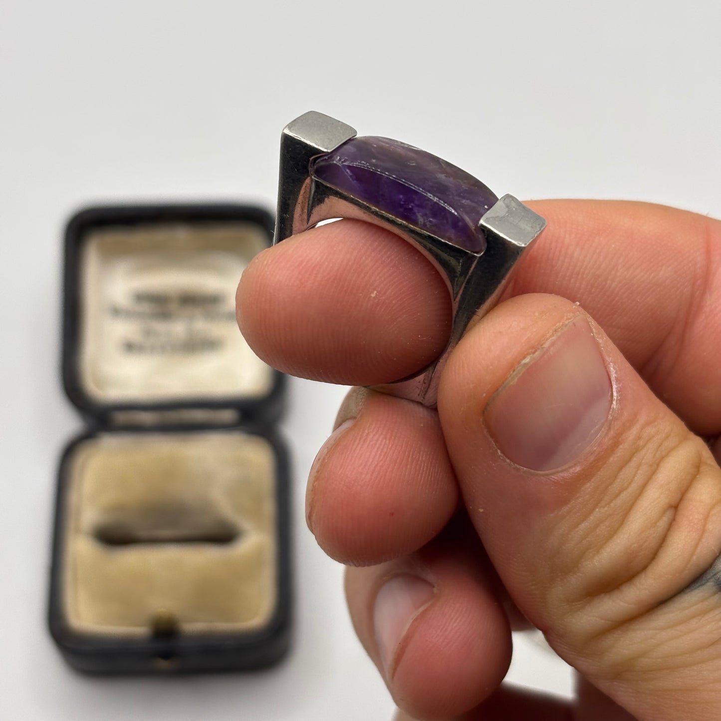 Silver Abstract Amethyst Ring