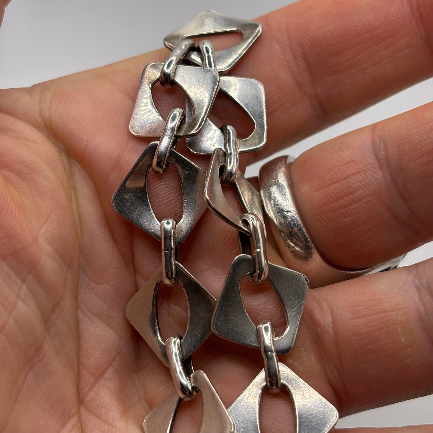 Silver 8” Abstract Bracelet