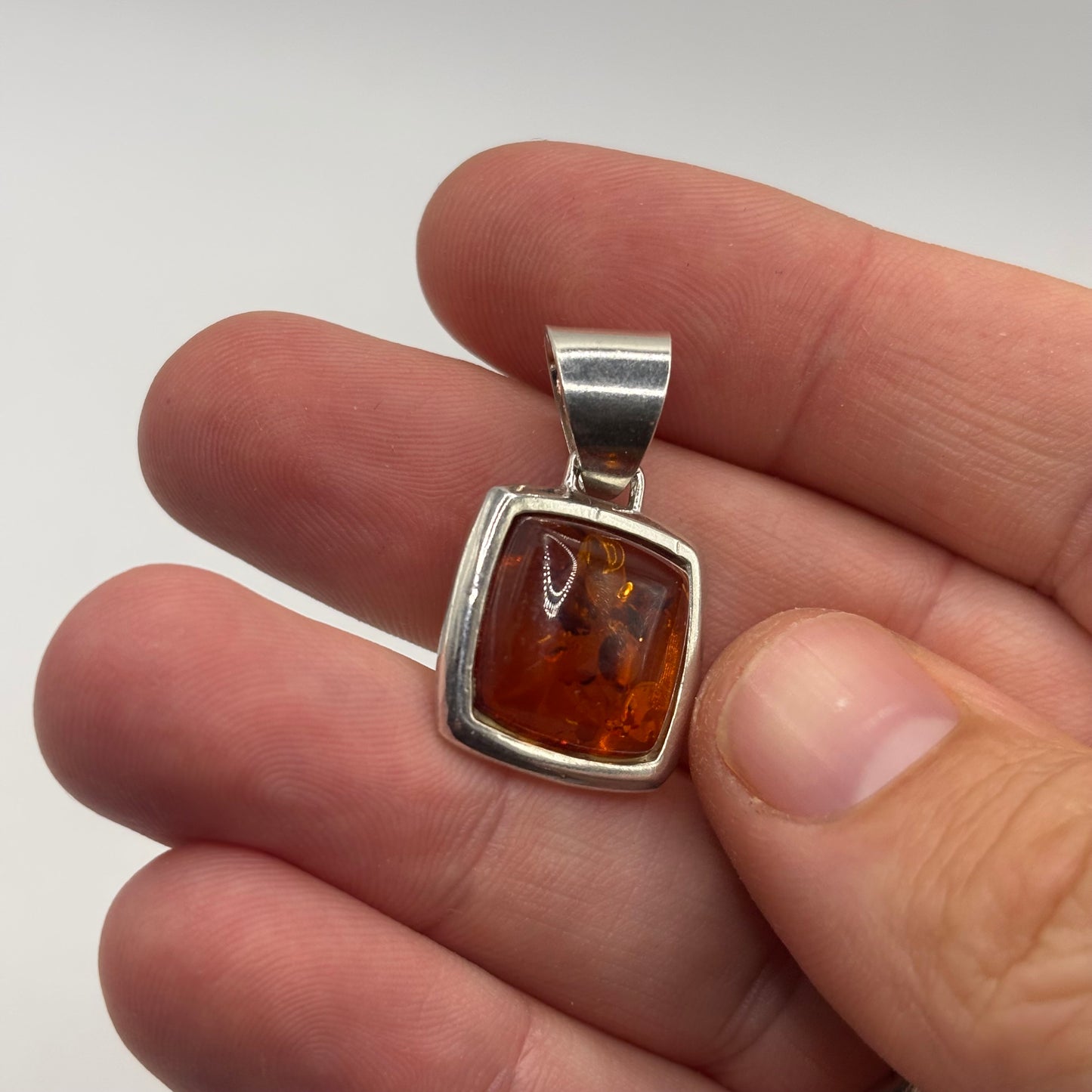 Silver Amber Pendant