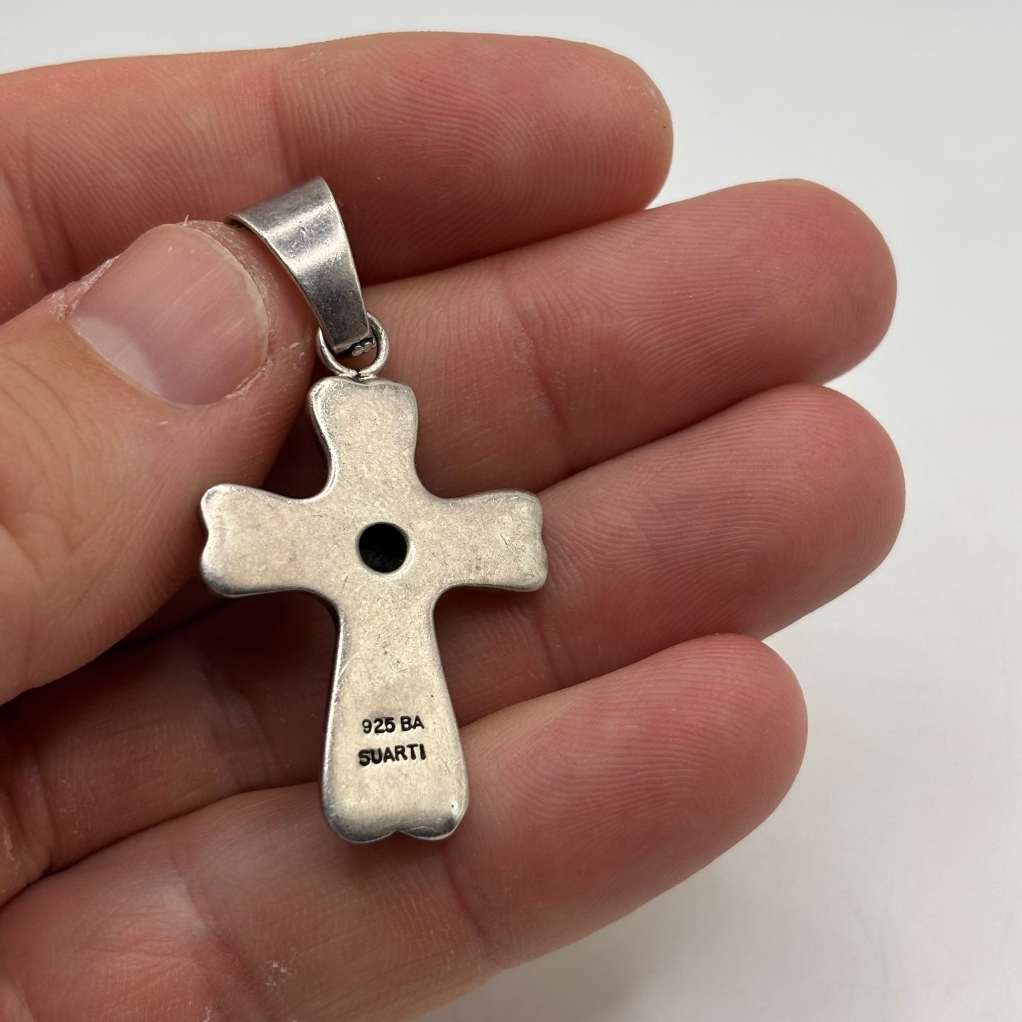 Silver Balinese Opal Cross Pendant