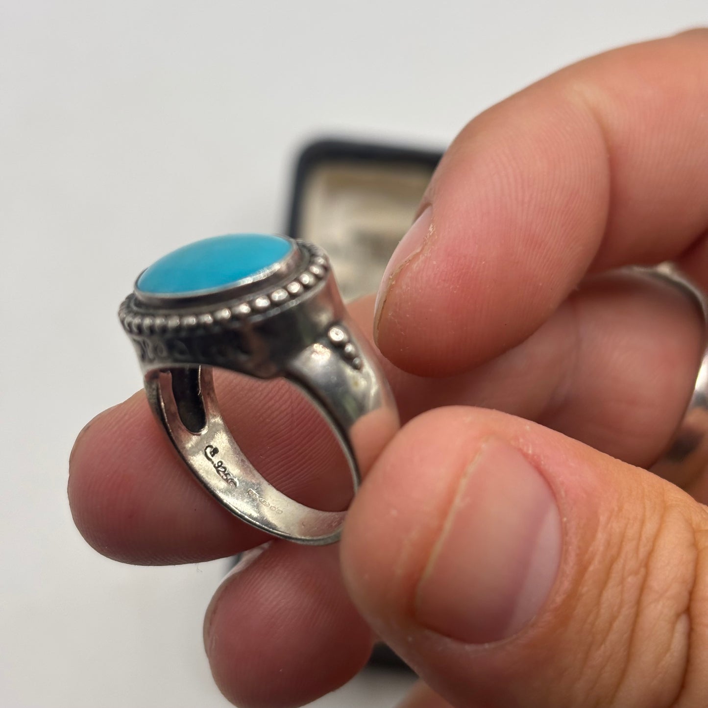 Silver Carolyn Pollack “Health” Turquoise Ring (N)